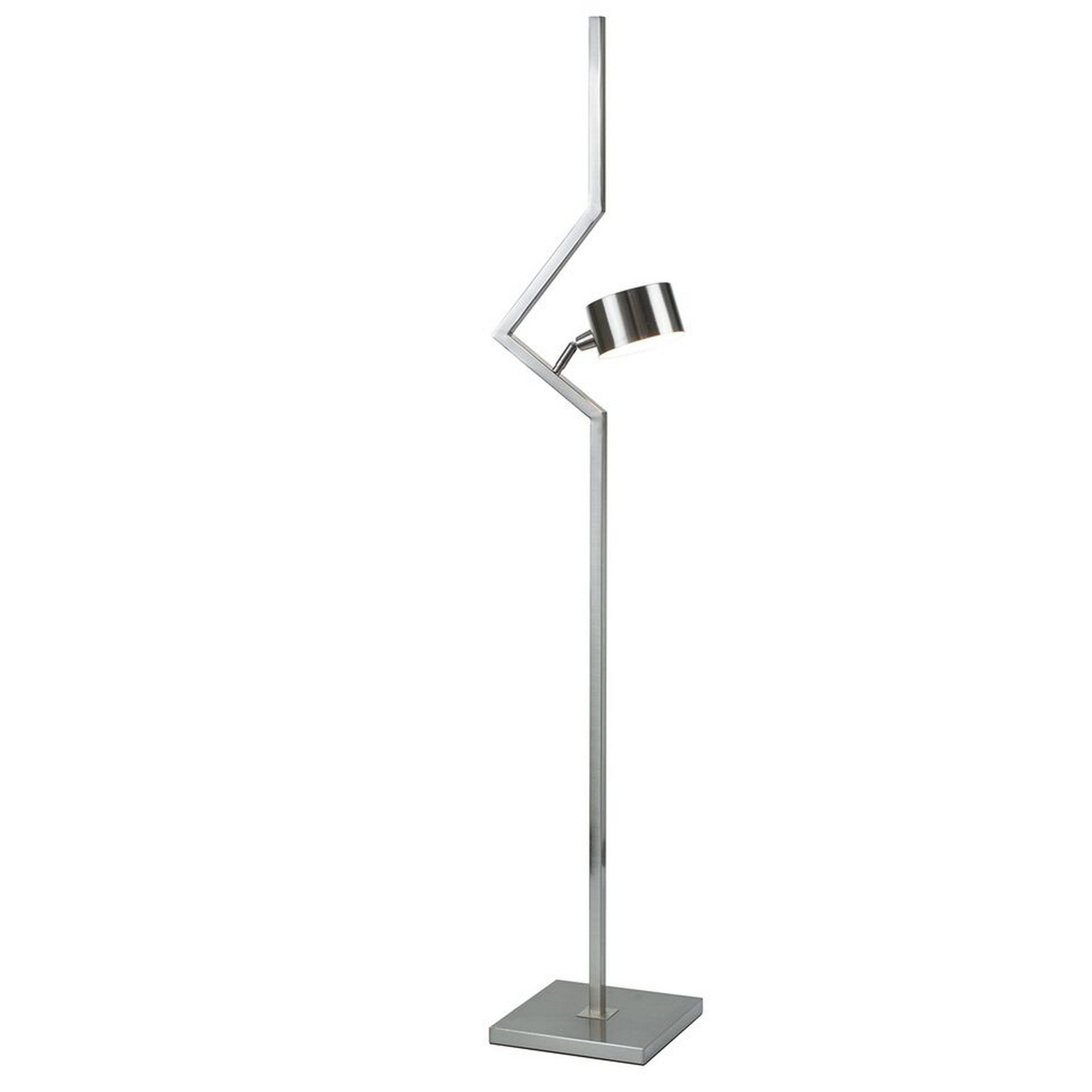 60 Inch Floor Lamp, Metal Drum Shade, Modern Style, Square Base, Nickel