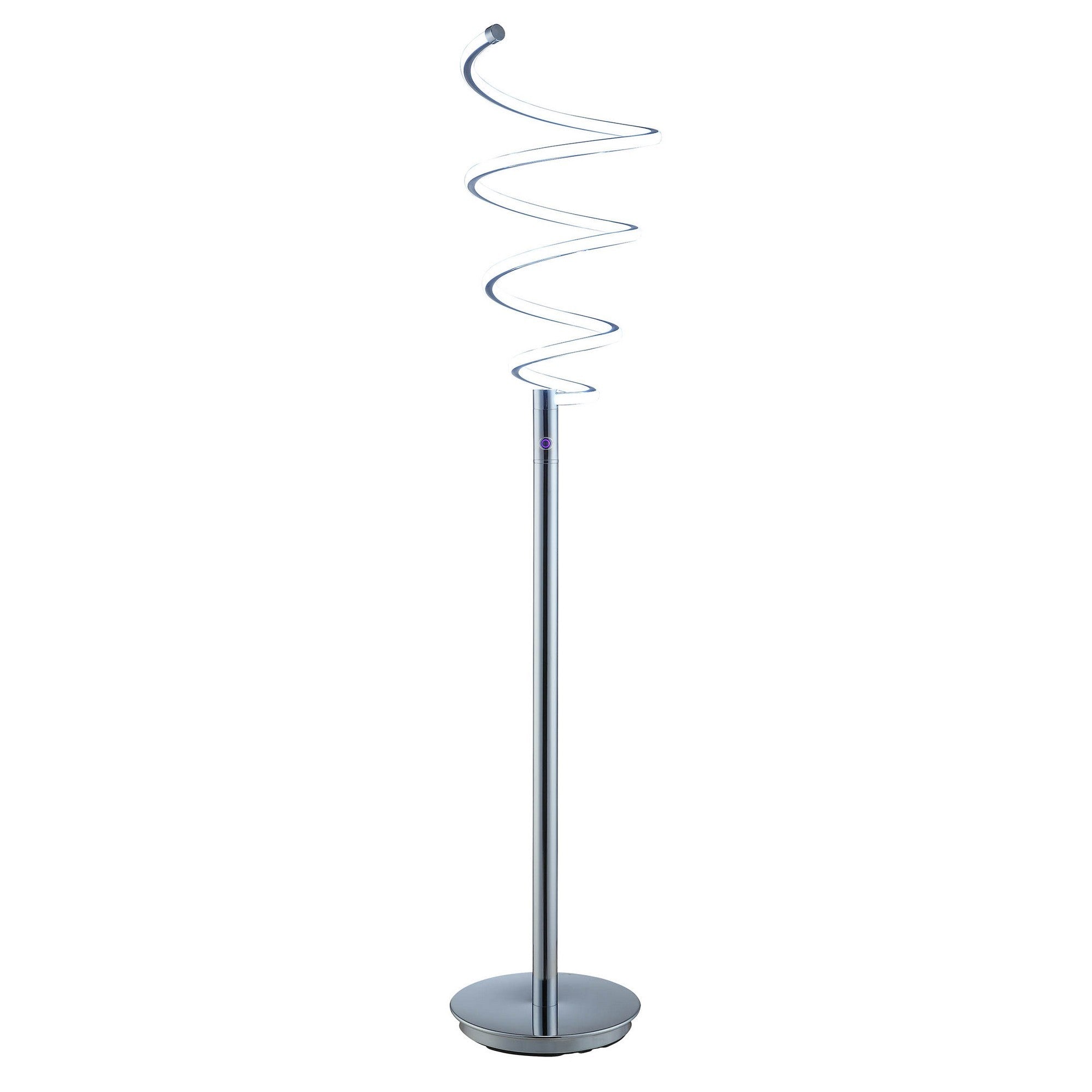Sun 58 Inch Floor Lamp, Accent Twisted Modern Design, LED Chrome Base