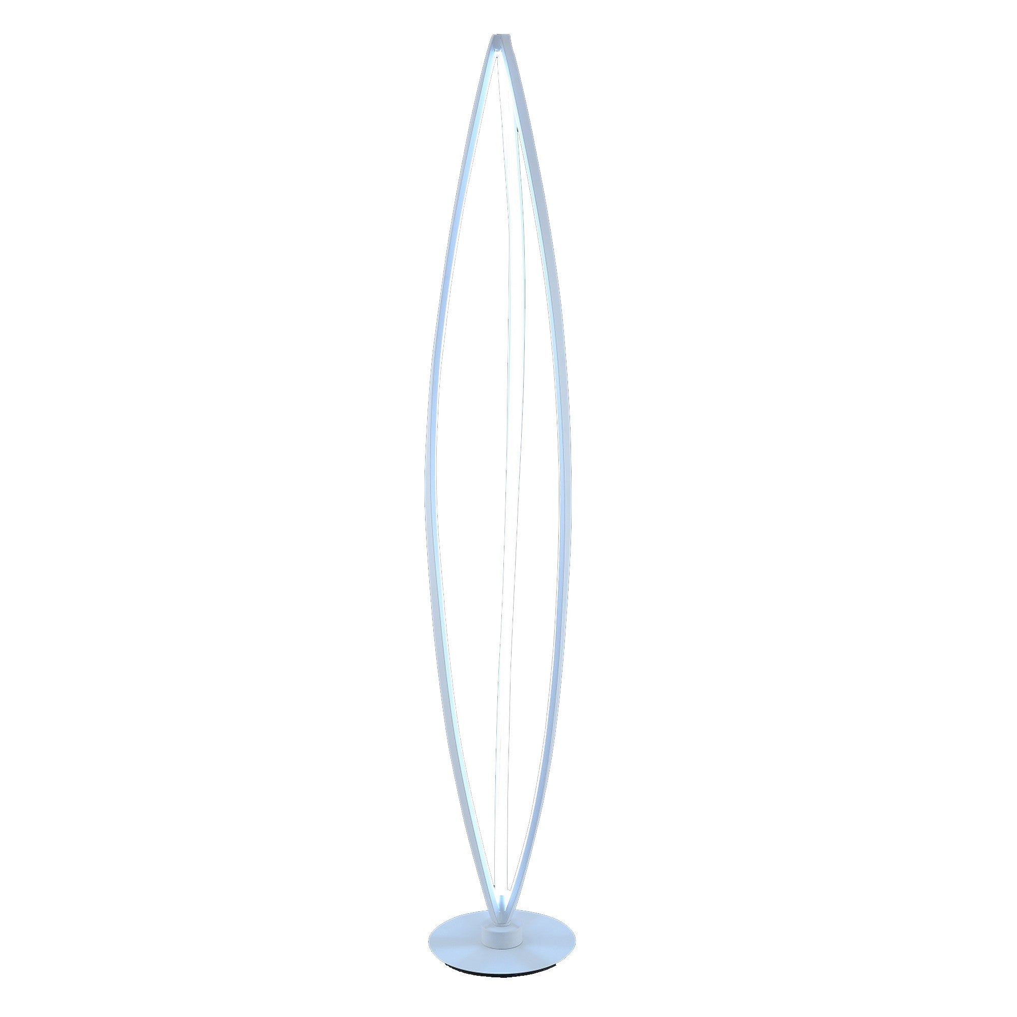 60 Inch Floor Lamp, Modern Accent Round Base, Sturdy Metal Body, White
