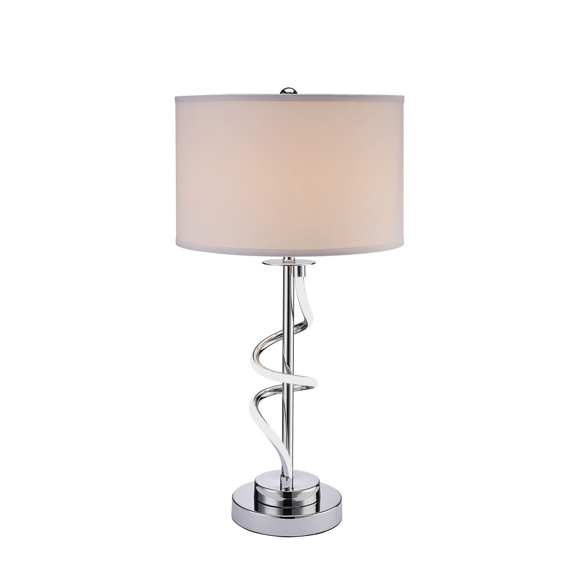 Jame 29 Inch Table Lamp, Drum Fabric Shade, Accent Round Chrome Base