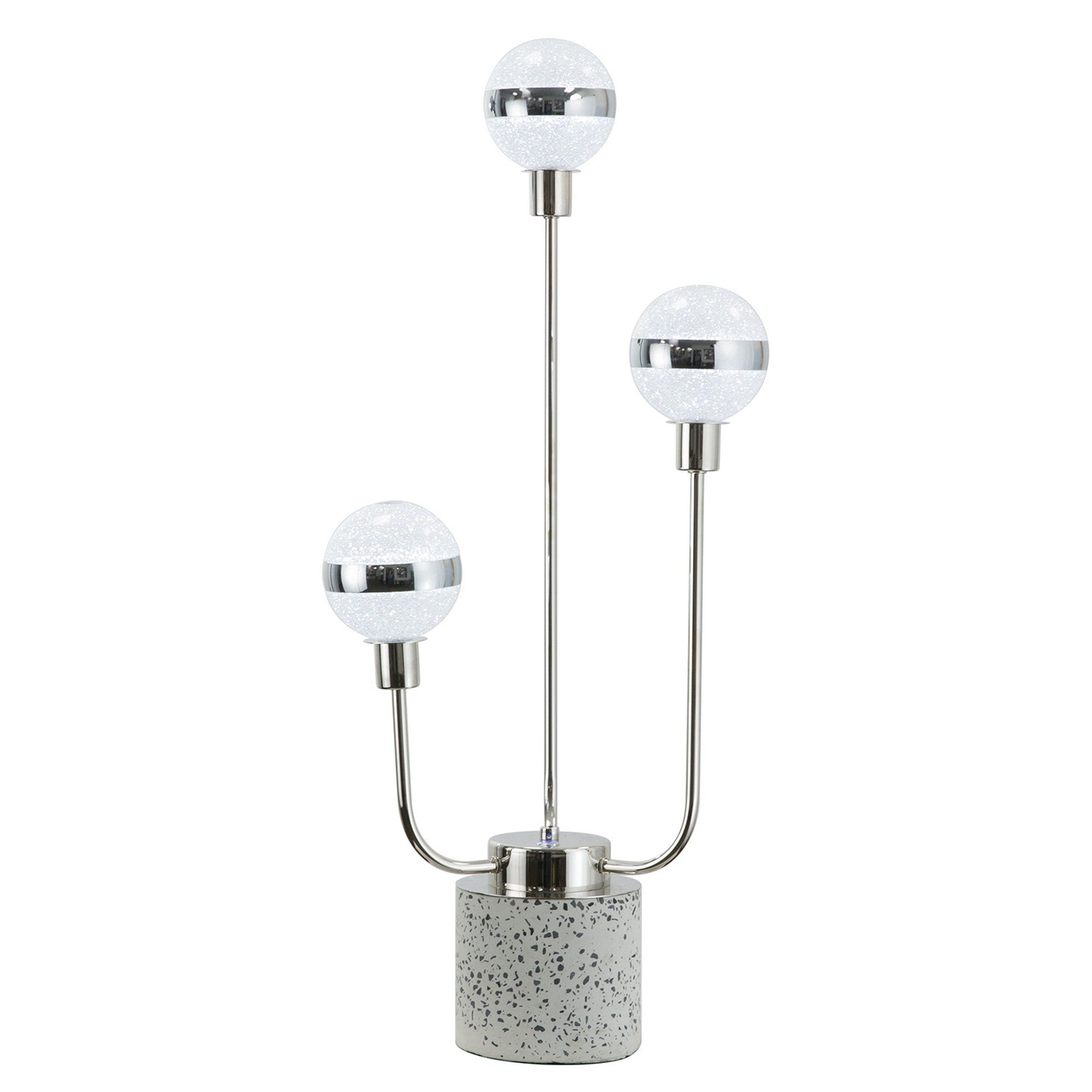 32 Inch Table Lamp, Accent LED Light, Globe Glass Shade, Round Base, Nickel