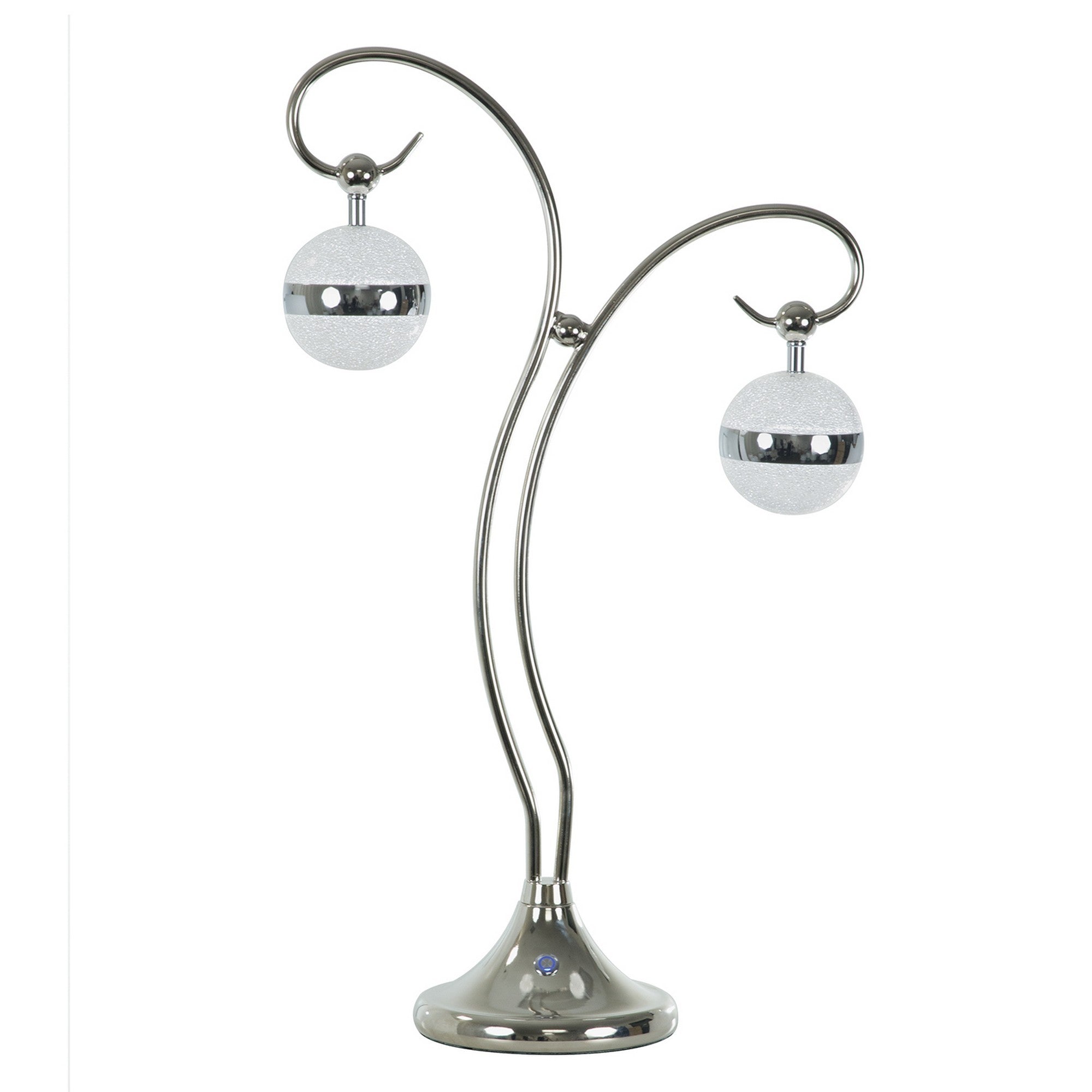 30 Inch Table Lamp, Accent LED Light, Globe Glass Shade, Round Base, Nickel