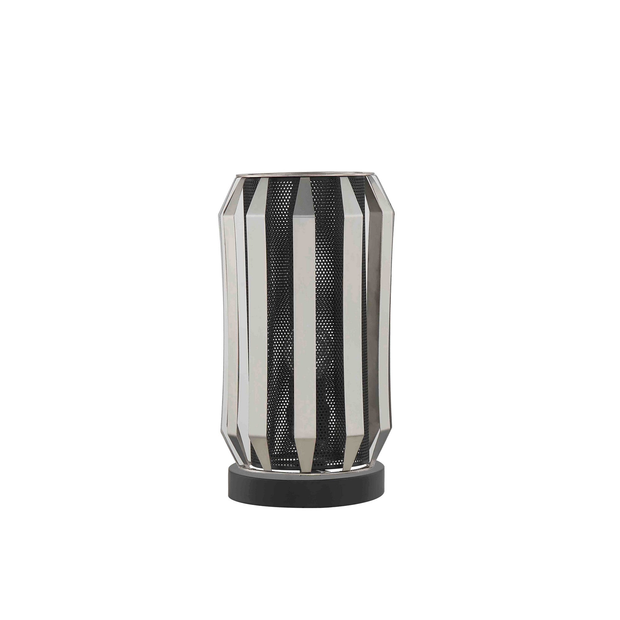 Pin 13 Inch Table Lamp, Accent Cylinder Metal Shade, Round Base, Black