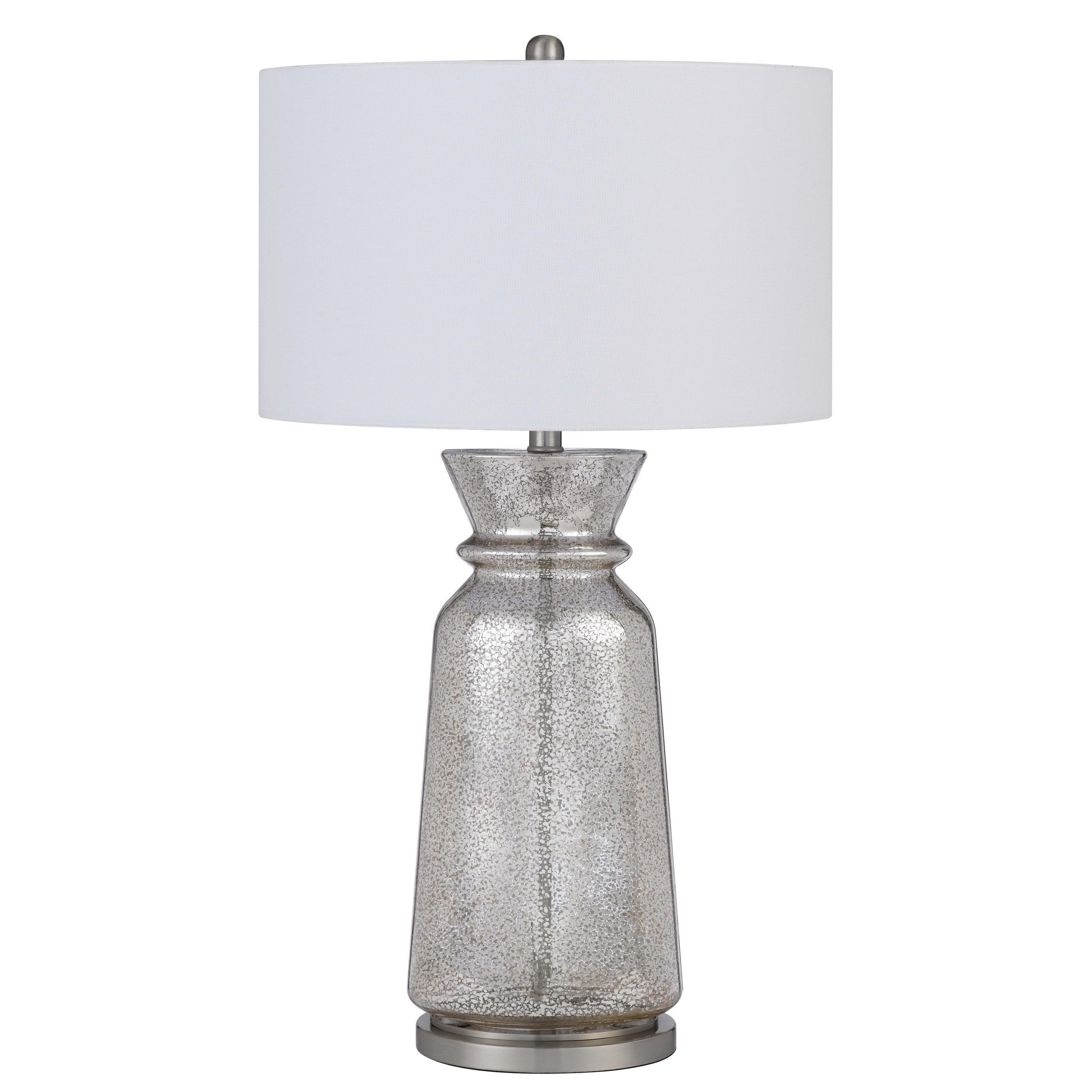 34 Inch Table Lamp Set of 2, White Shade, Glass Vase Shape and Metal Base