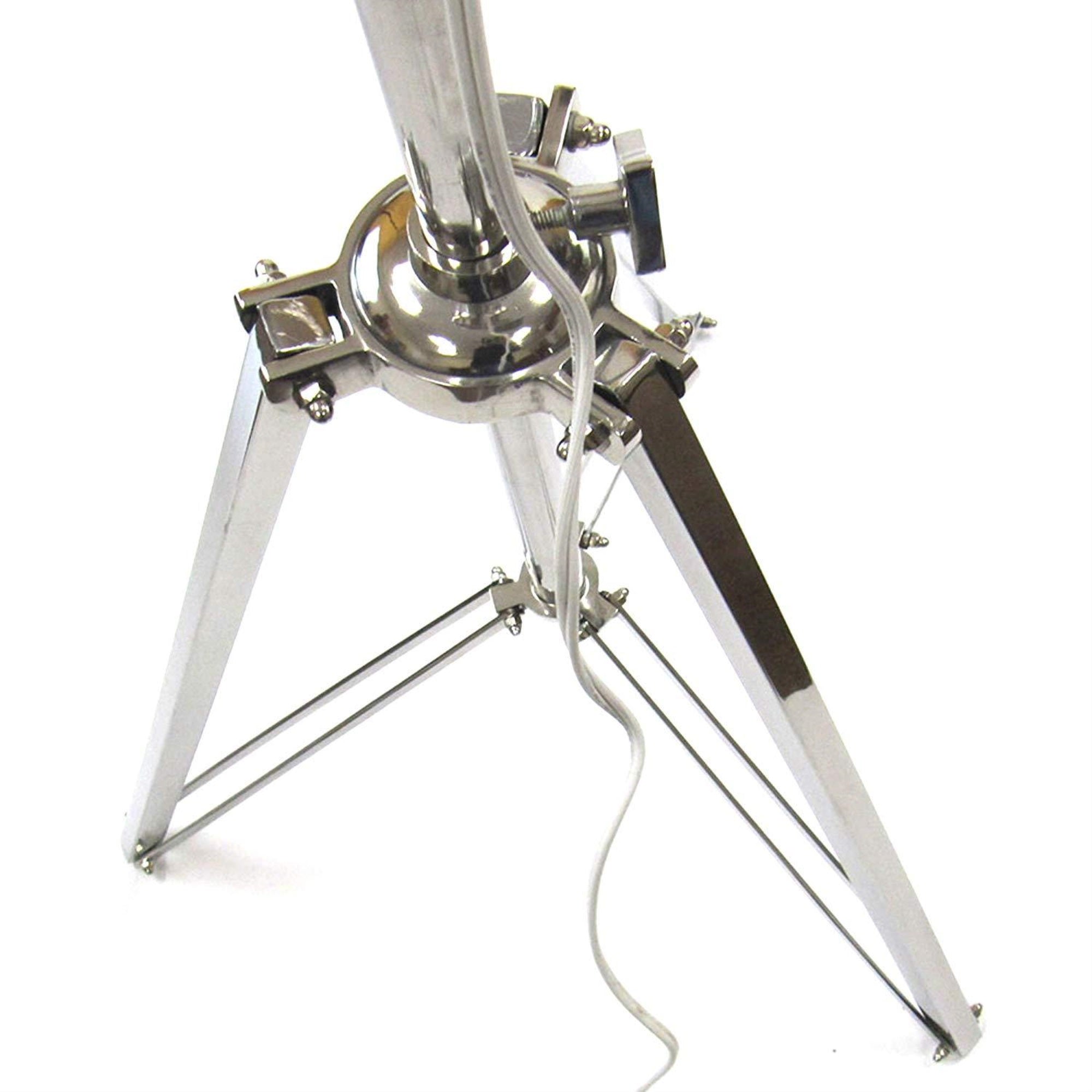 Iotc Vintage Nautical Floor Lamp - Adjustable Chrome Tripod Spotlight, 75" Decorative Light