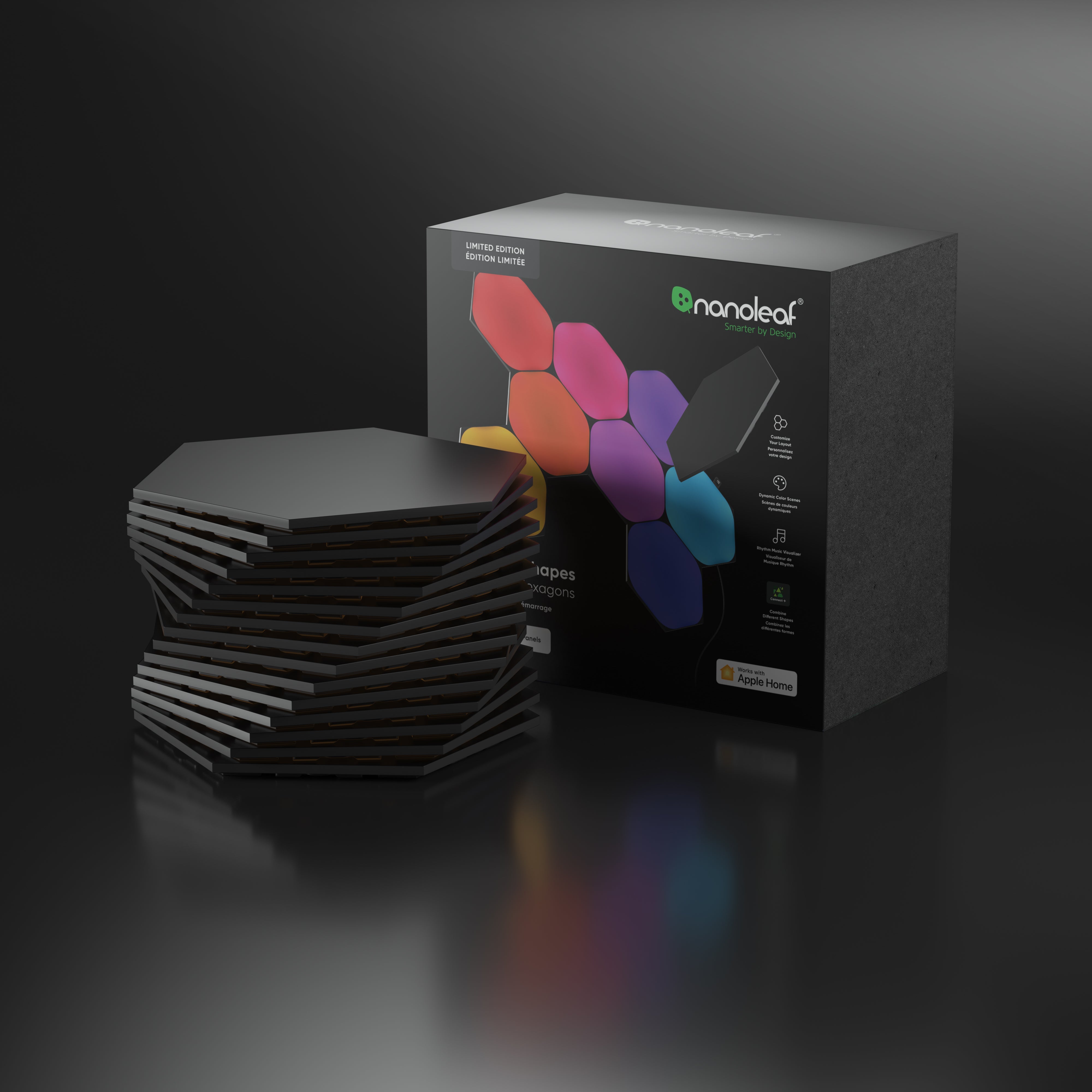 Shapes Limited Edition Ultra Black Hexagons Smarter Kit (15 Panels)