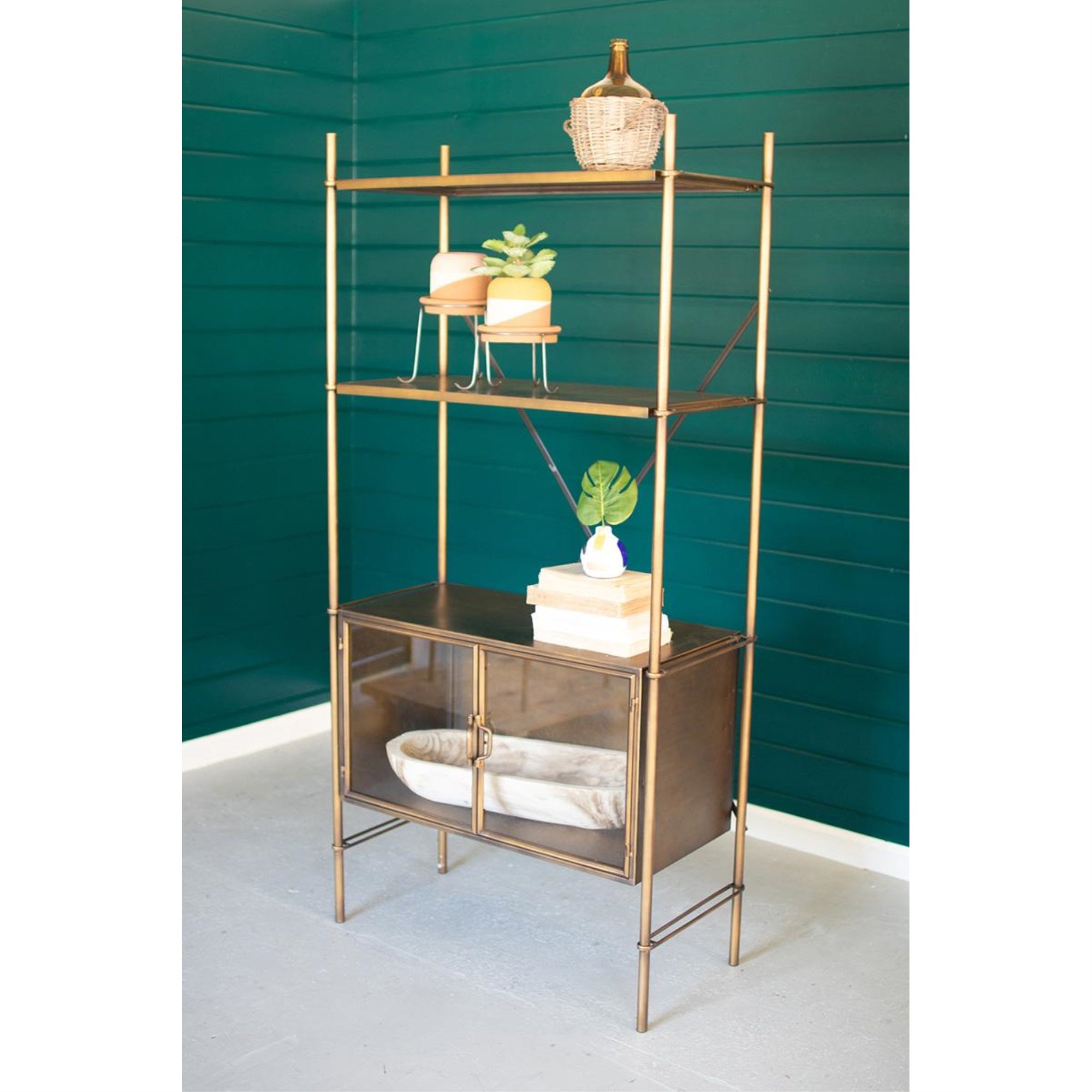 METAL SHELF WITH TWO BOTTOM DOORS
