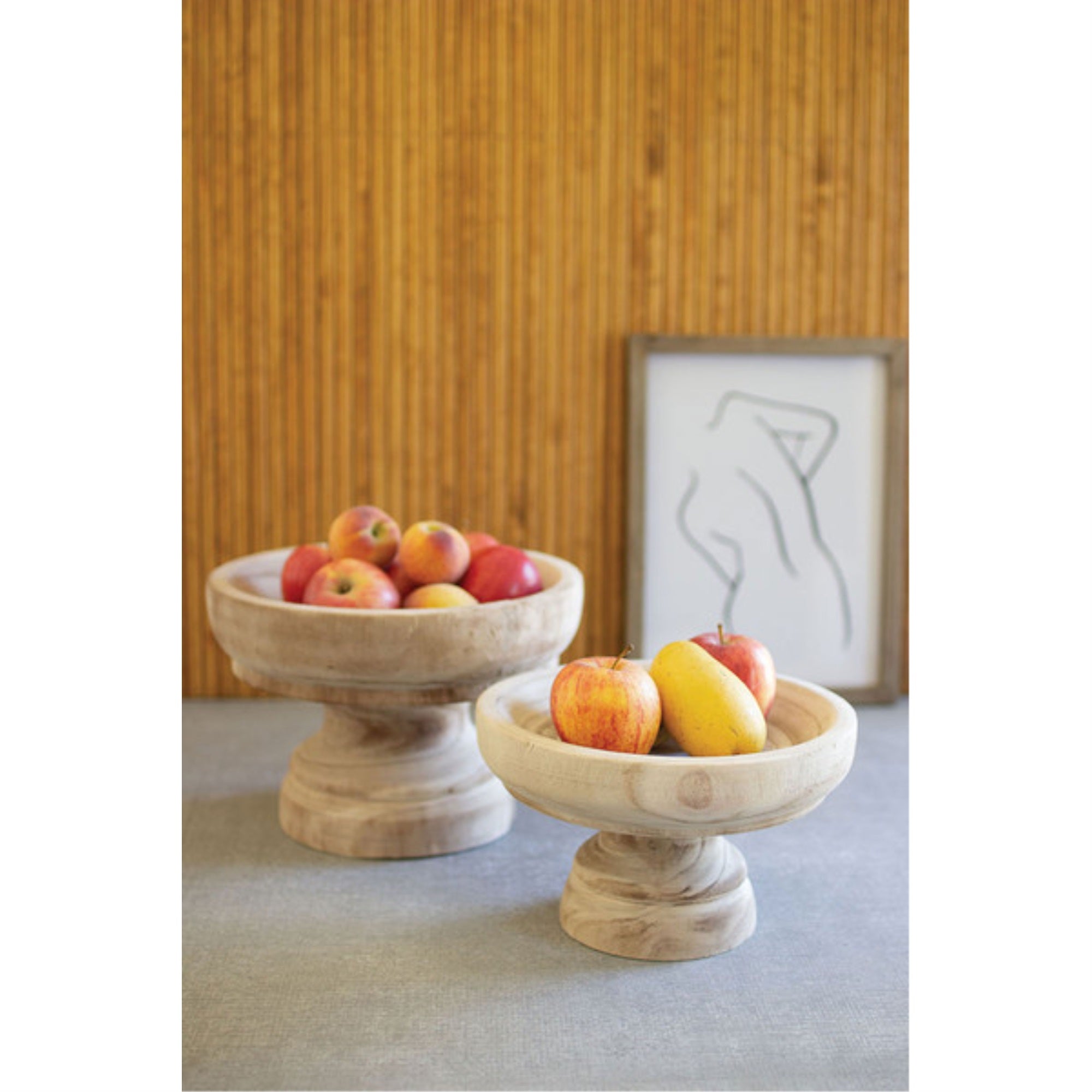 KALALOU Set of Two Compotes, Wood, 10.53inL x 10.53inW x 8.5inH, Model CFAN1038, Color: See Image