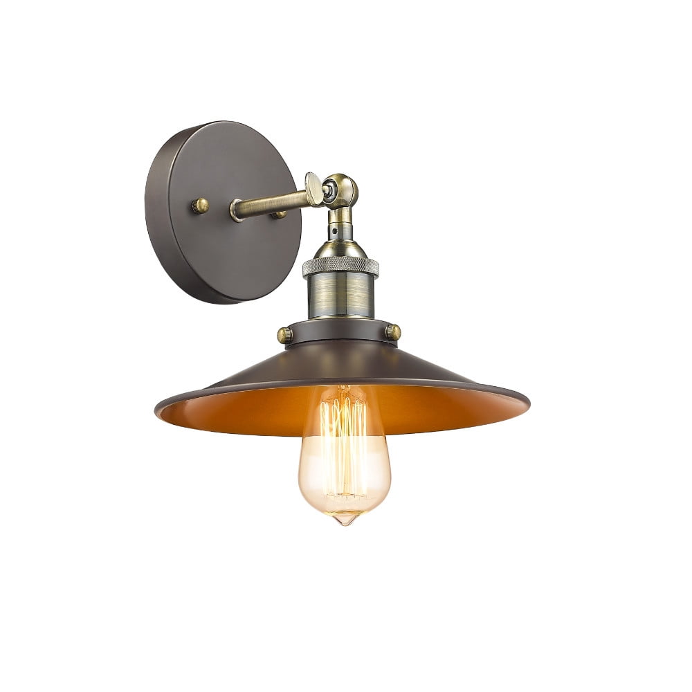 CHLOE Industrial Wall Sconce, 1 Light, Rubbed Bronze, 9in Wide, Metal, Model CH57012RB09-WS1