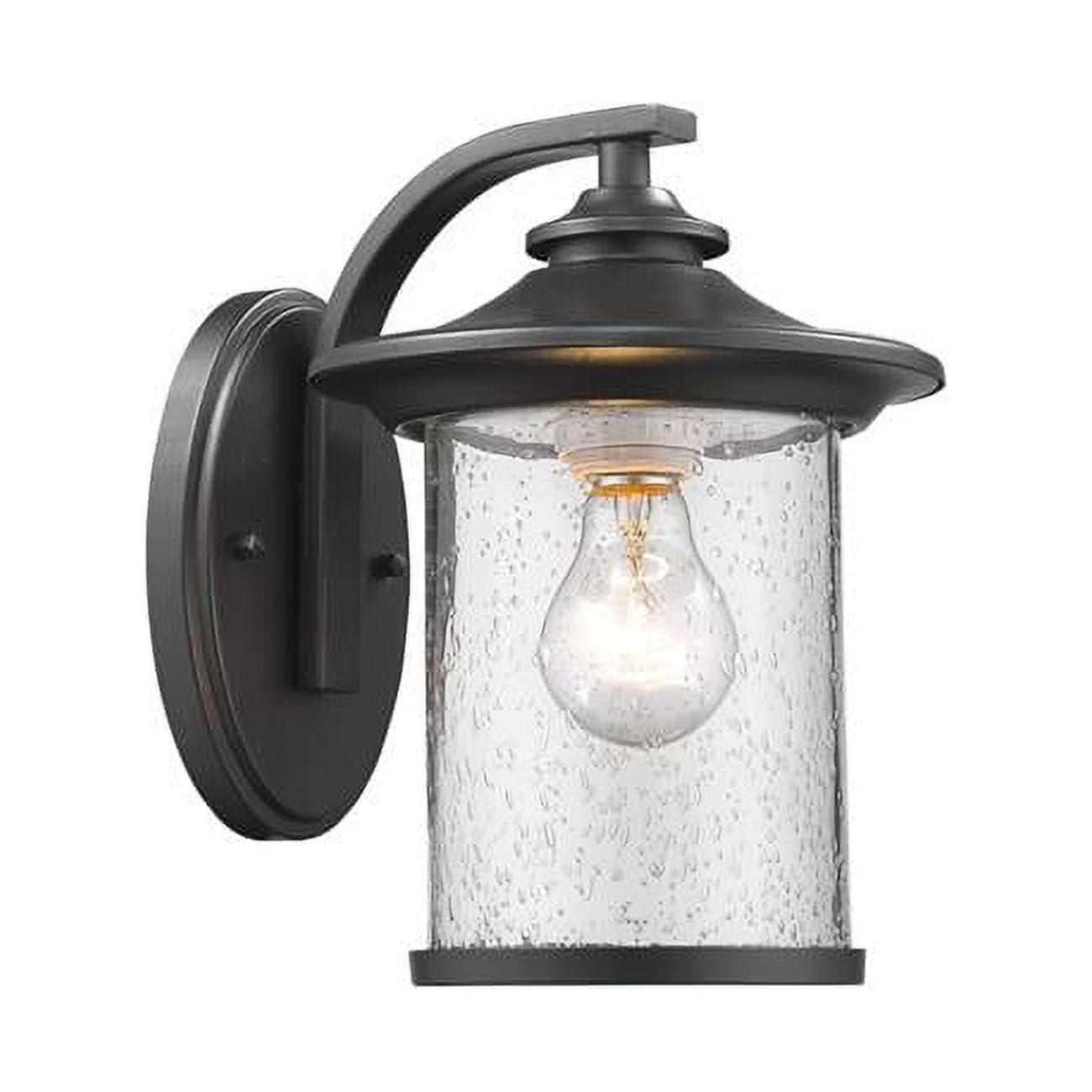 CHLOE Liam Outdoor Wall Sconce, Transitional Design, 11in Height, Black, Model CH22050BK11-OD1, Glass Material