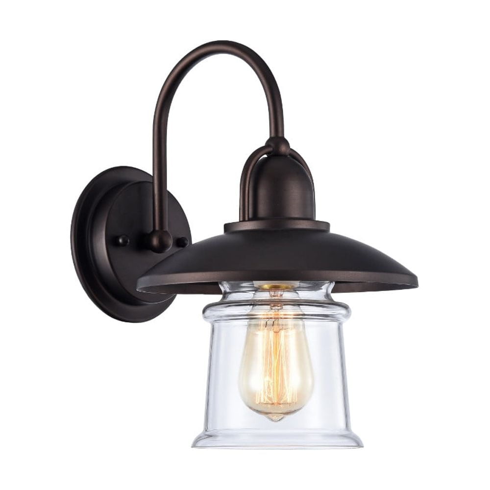 CHLOE Industrial-Style Wall Sconce, 1 Light, Rubbed Bronze, 9in Wide, Glass, Model CH57051RB09-WS1