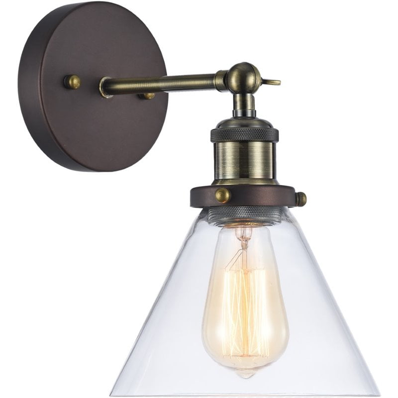 CHLOE Industrial Wall Sconce, 1 Light, Rubbed Bronze, Glass, 10.3 x 7.1 x 10in, Model CH57053RB07-WS1