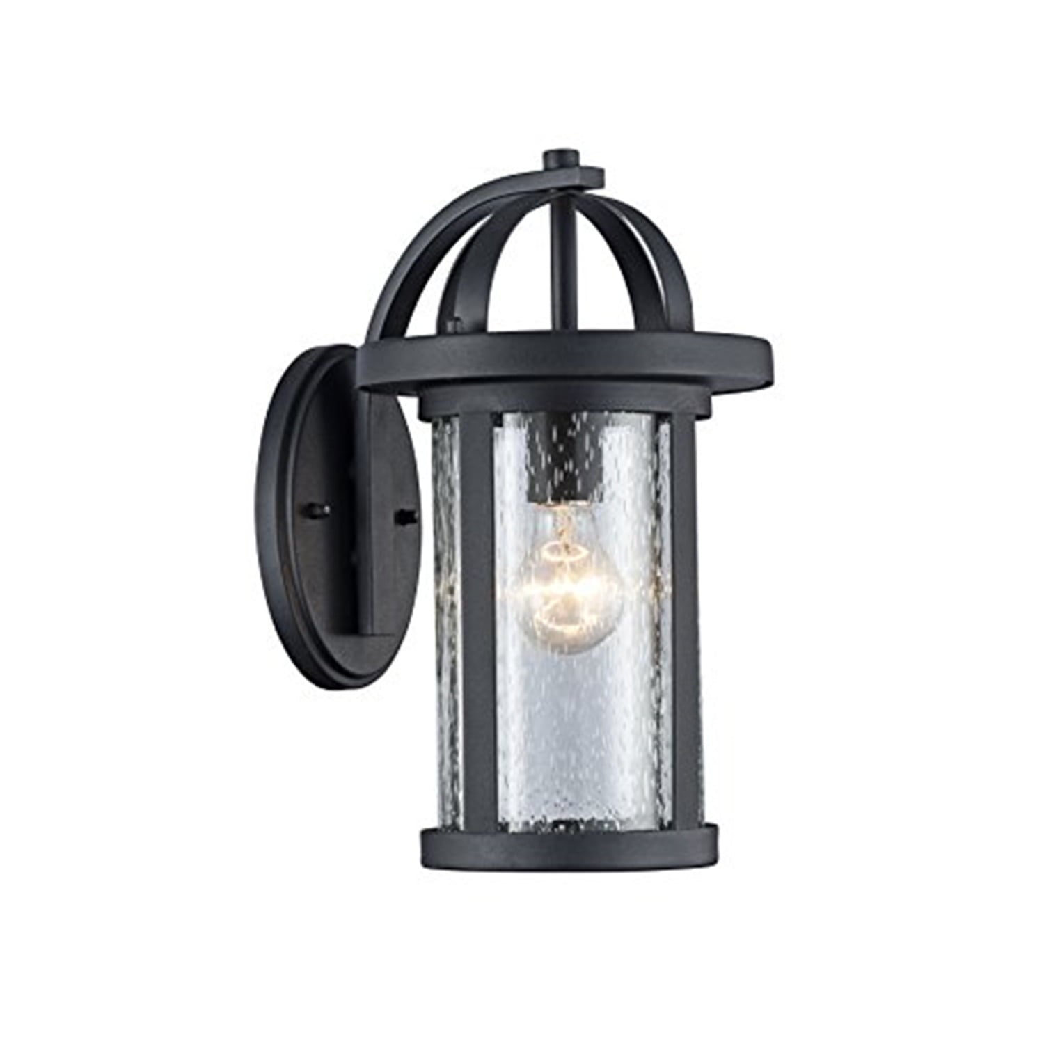 CHLOE Angelo Outdoor Wall Sconce, 14in Height, Black, Steel & Glass, Model CH22061BK14-OD1