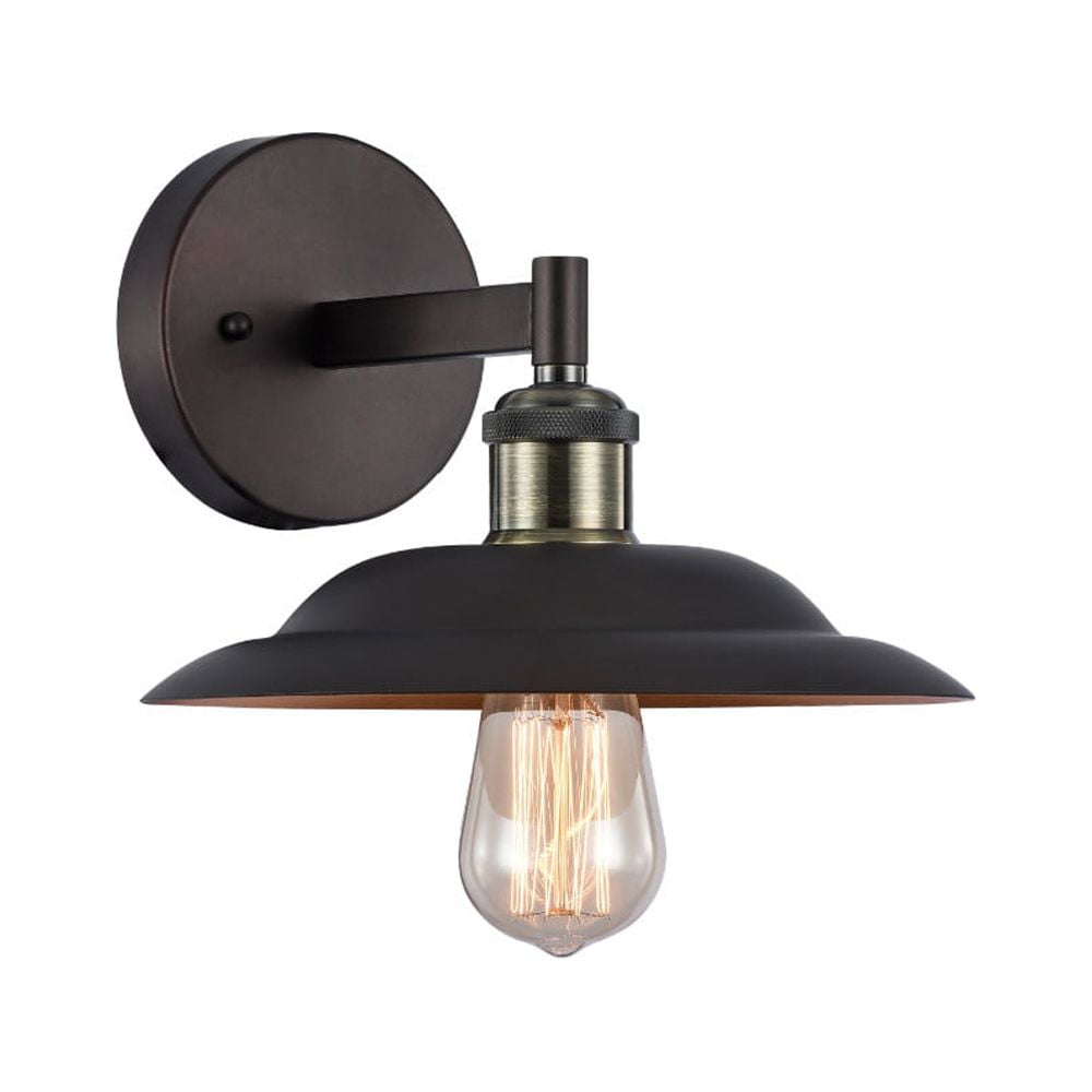 CHLOE IRONCLAD Industrial Wall Sconce, 10in Wide, Metal, Bronze, Model CH50067RB10-WS1