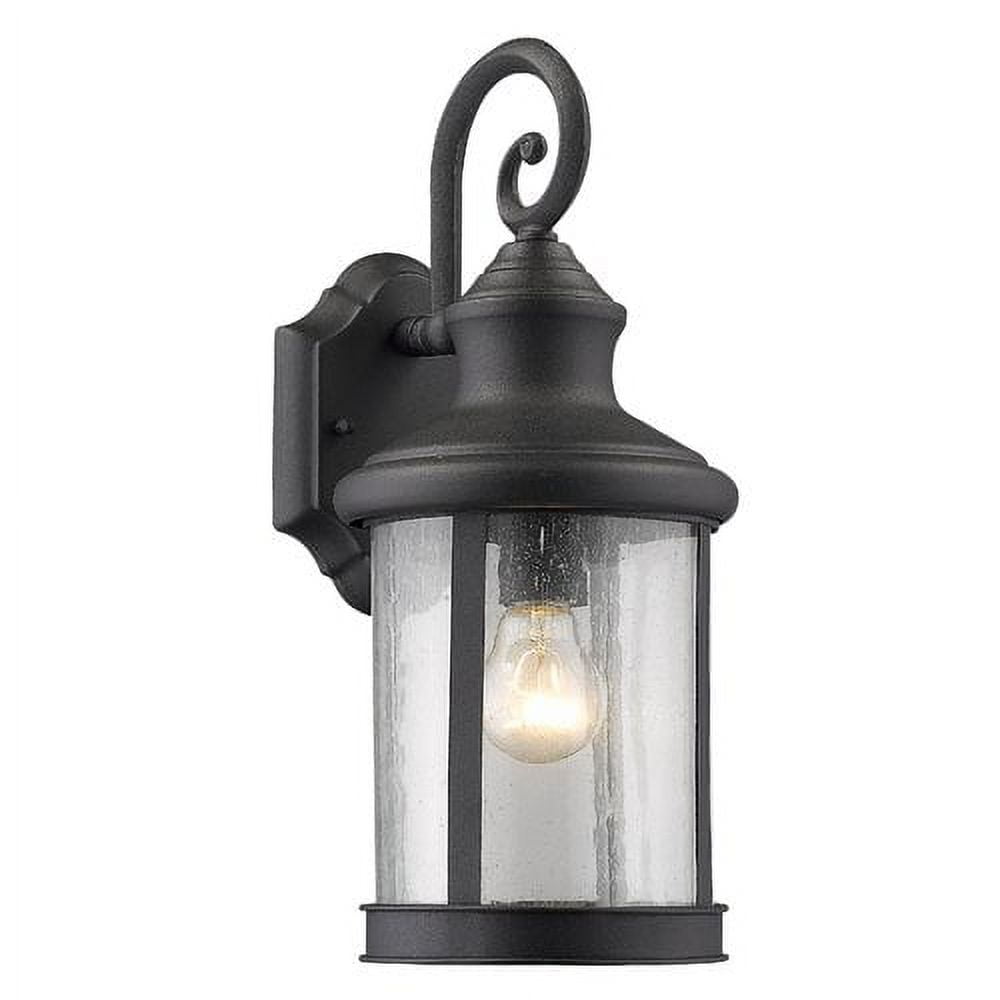CHLOE Galahad 1 Light Outdoor Wall Sconce, Black, Glass, 16in Height, Model CH22049BK16-OD1