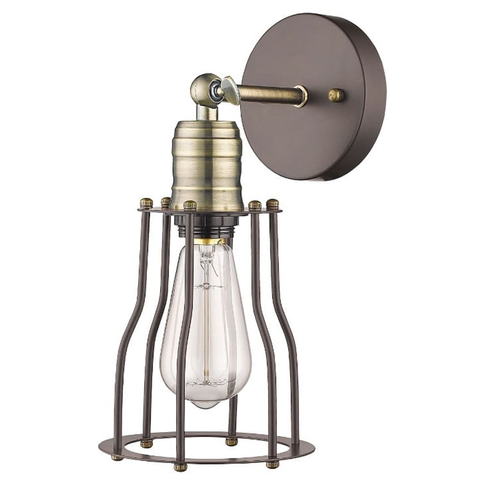 CHLOE Industrial-Style Wall Sconce, 1 Light, Rubbed Bronze, Metal, 6in Wide, Model CH57041RB06-WS1