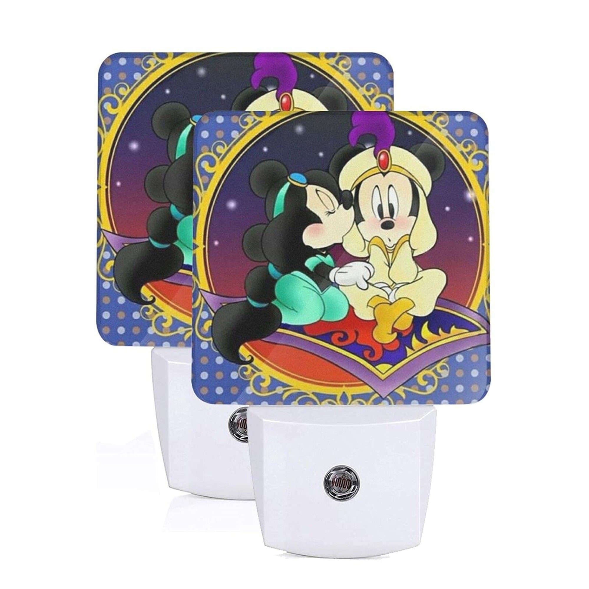 Mickey And Minnie Led Night Light Lamp With Smart Sensor Dusk To Dawn Sensor Cool White Lights For Bathroom Hallway Decor Bedroom Kids Room Kitchen Stairway 2 Pack