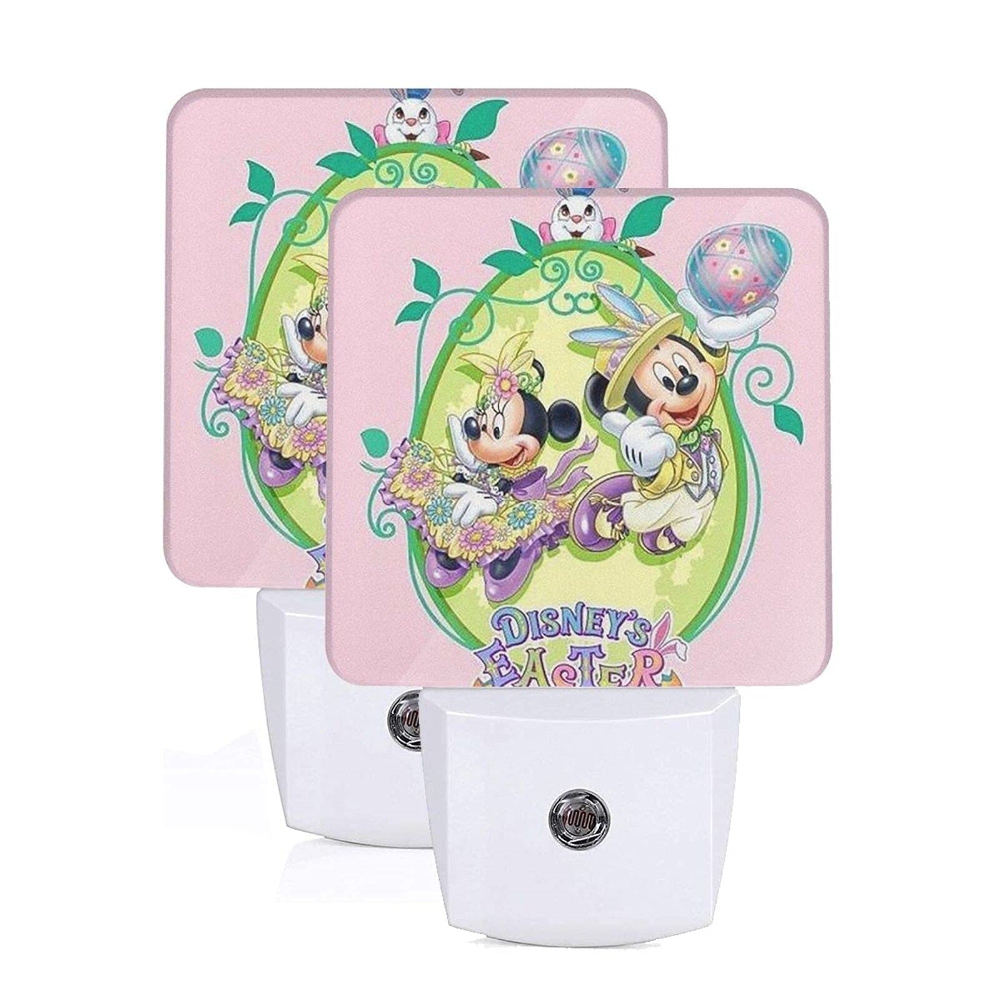 Mickey And Minnie Happy Easter Led Night Light Lamp With Smart Sensor Dusk To Dawn Sensor Cool White Lights For Bathroom Hallway