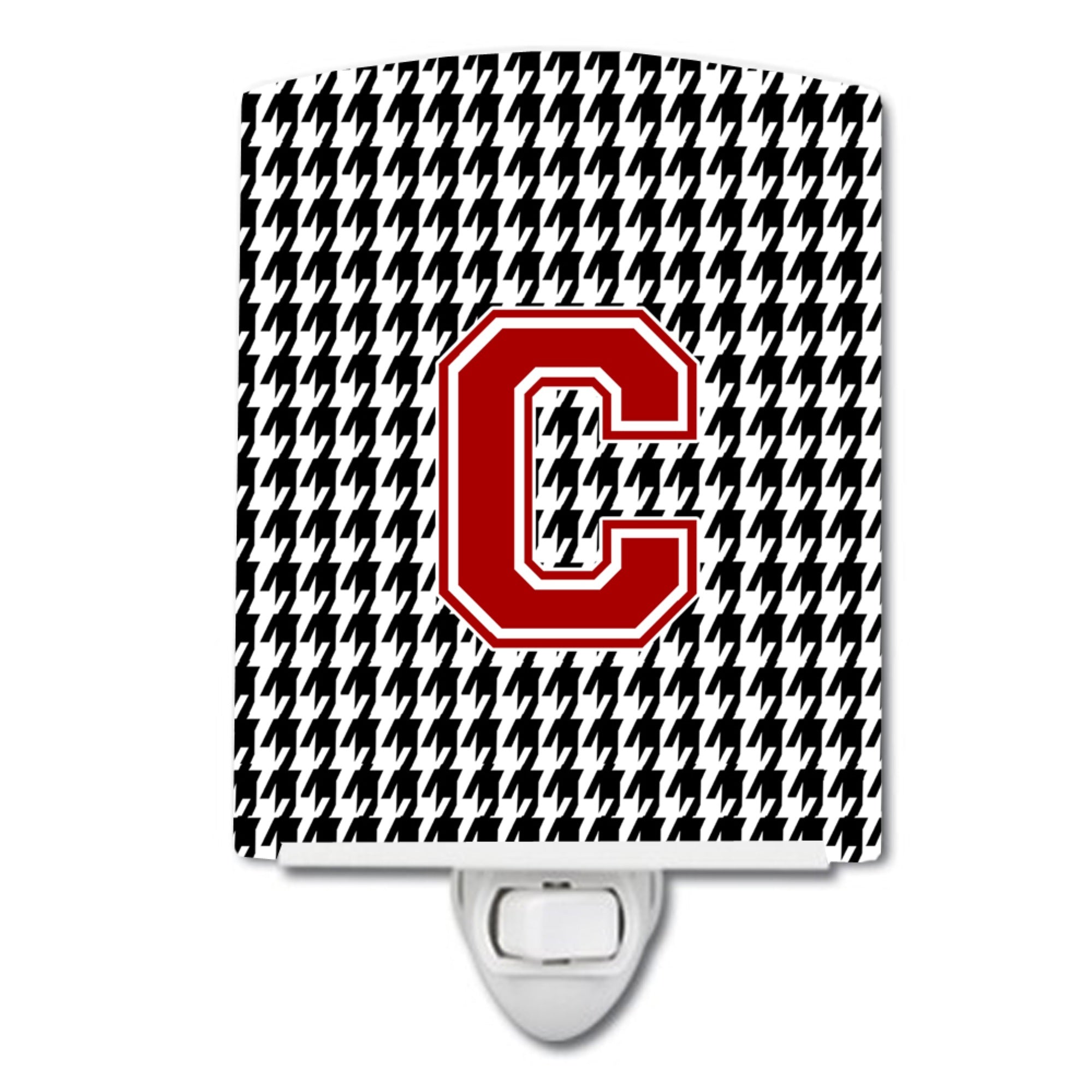  inchCarolines Treasures Letter C MonogramHoundstooth Black Ceramic Night Light, 6x4, Multicolor inch