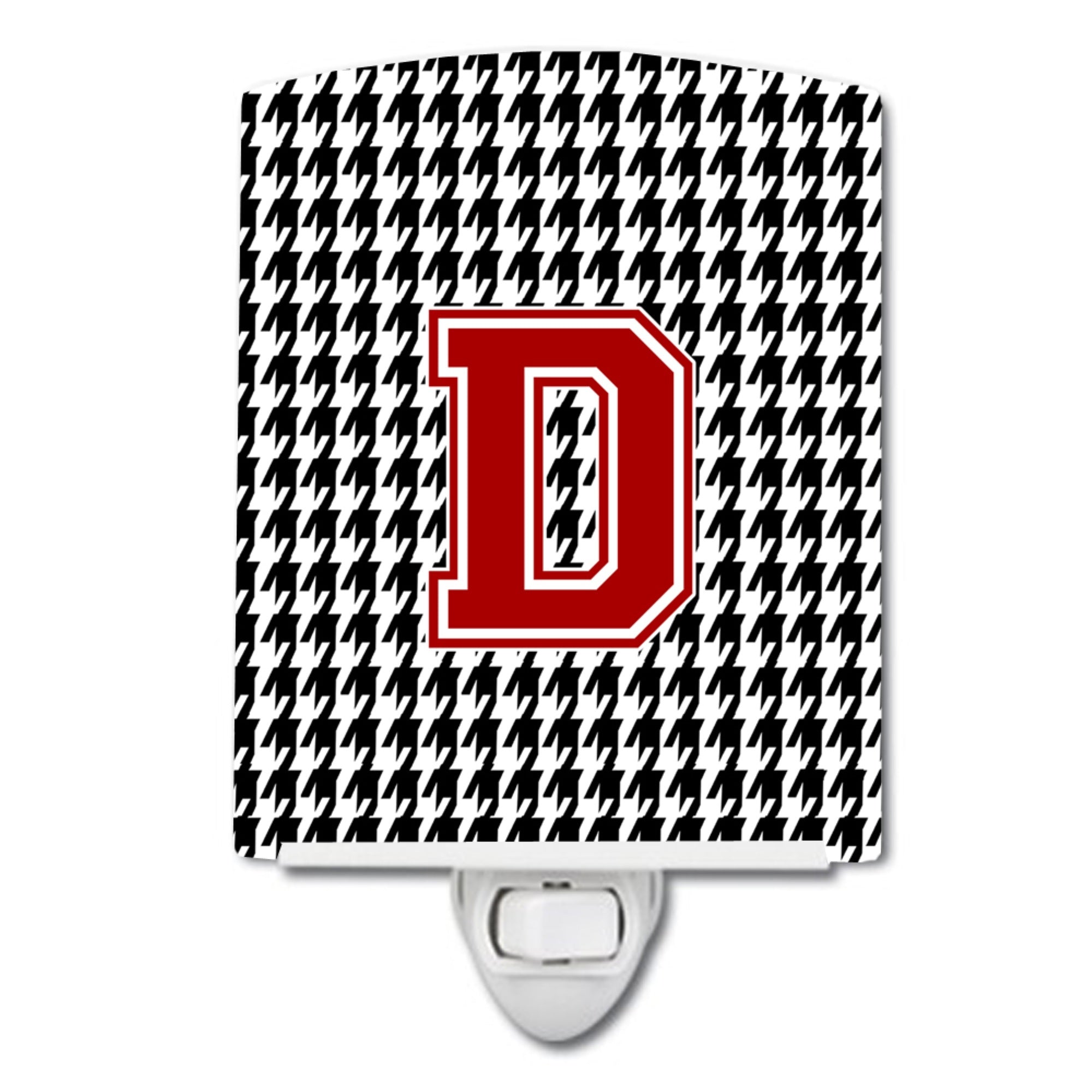  inchCarolines Treasures Letter D MonogramHoundstooth Black Ceramic Night Light, 6x4, Multicolor inch