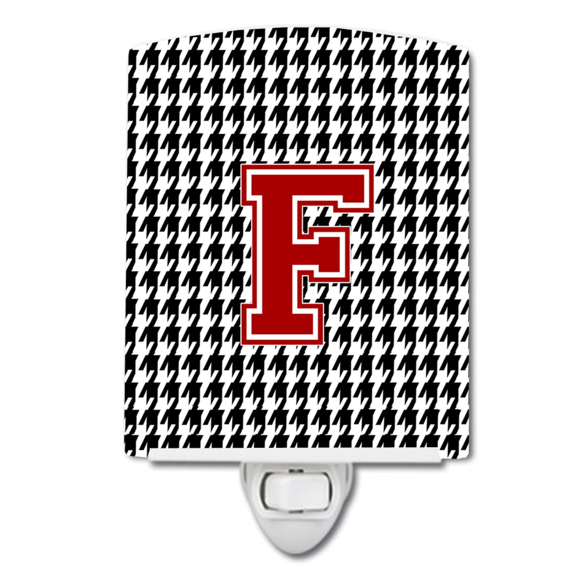  inchCarolines Treasures Letter F Monogram  Houndstooth Black Night Light, 6x4, Multicolor inch