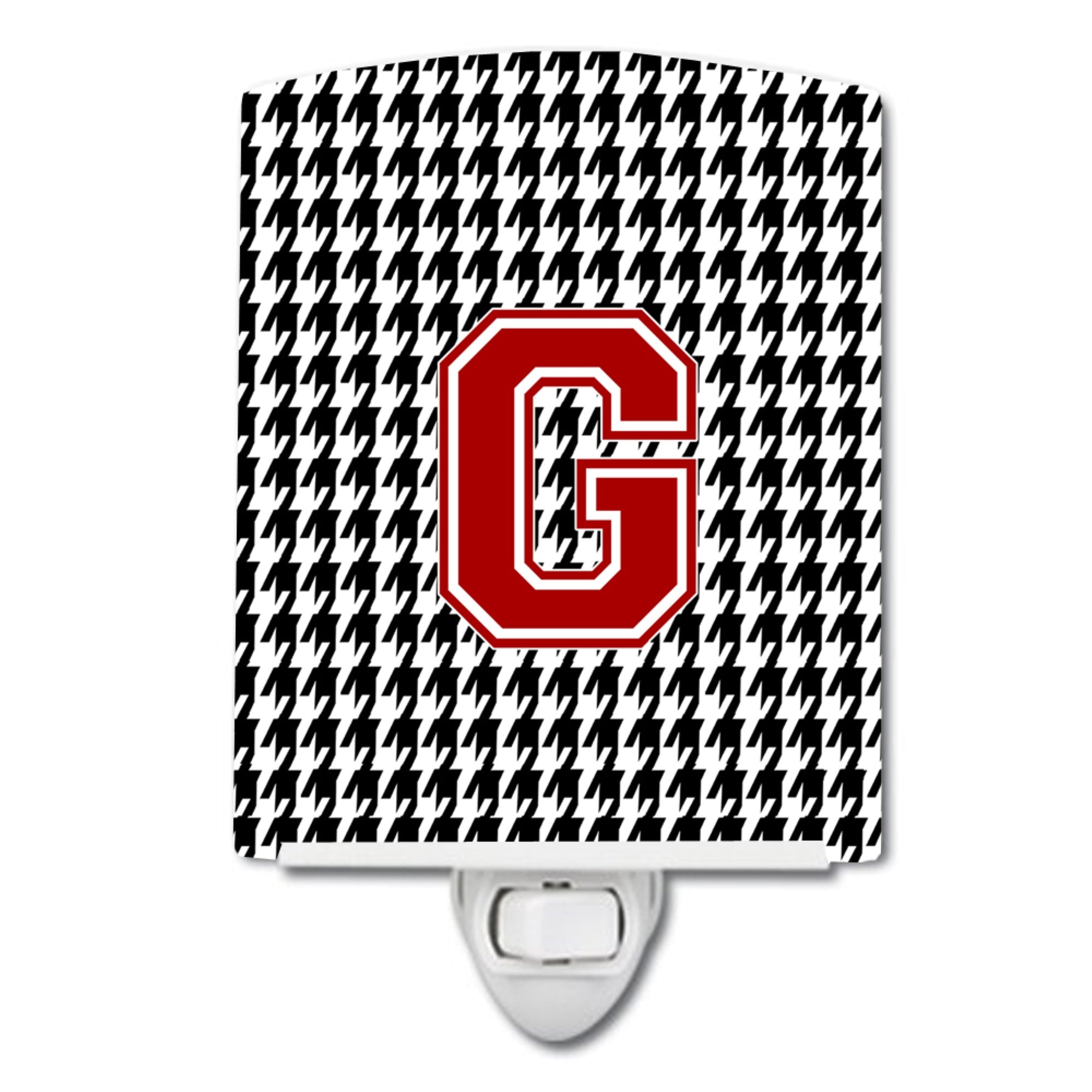  inchCarolines Treasures Letter G MonogramHoundstooth Black Ceramic Night Light, 6x4, Multicolor inch