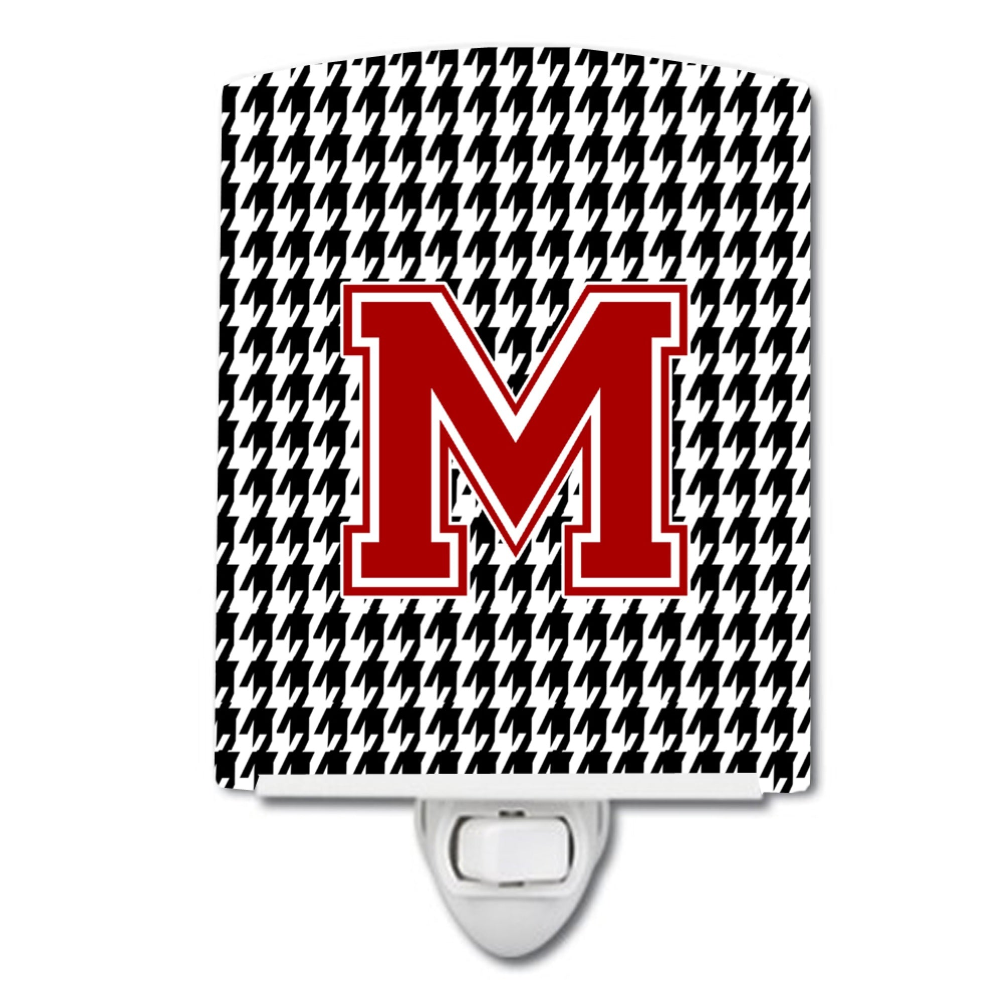 inchCarolines Treasures Letter M MonogramHoundstooth Black Ceramic Night Light, 6x4, Multicolor inch