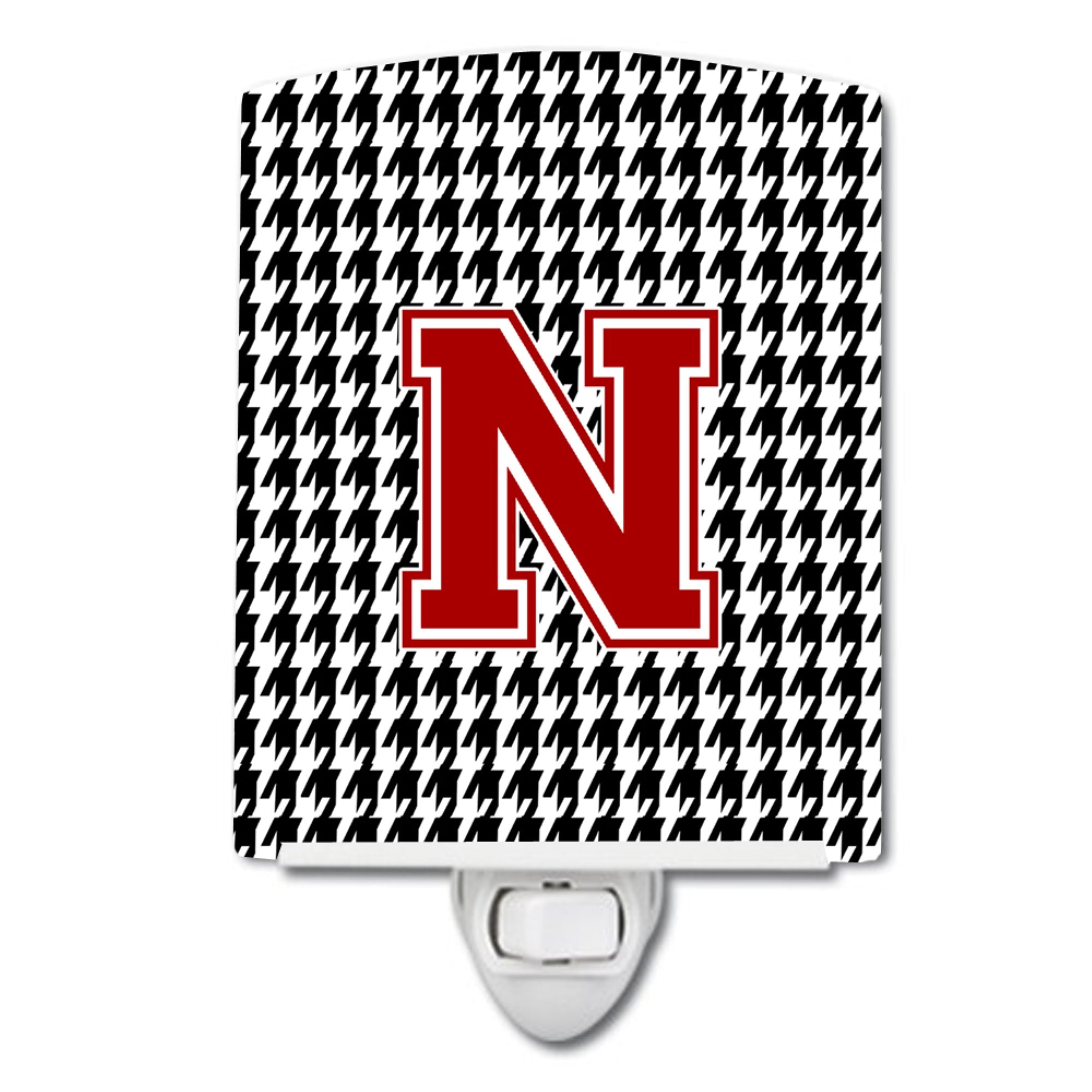  inchCarolines Treasures Letter N MonogramHoundstooth Black Ceramic Night Light, 6x4, Multicolor inch