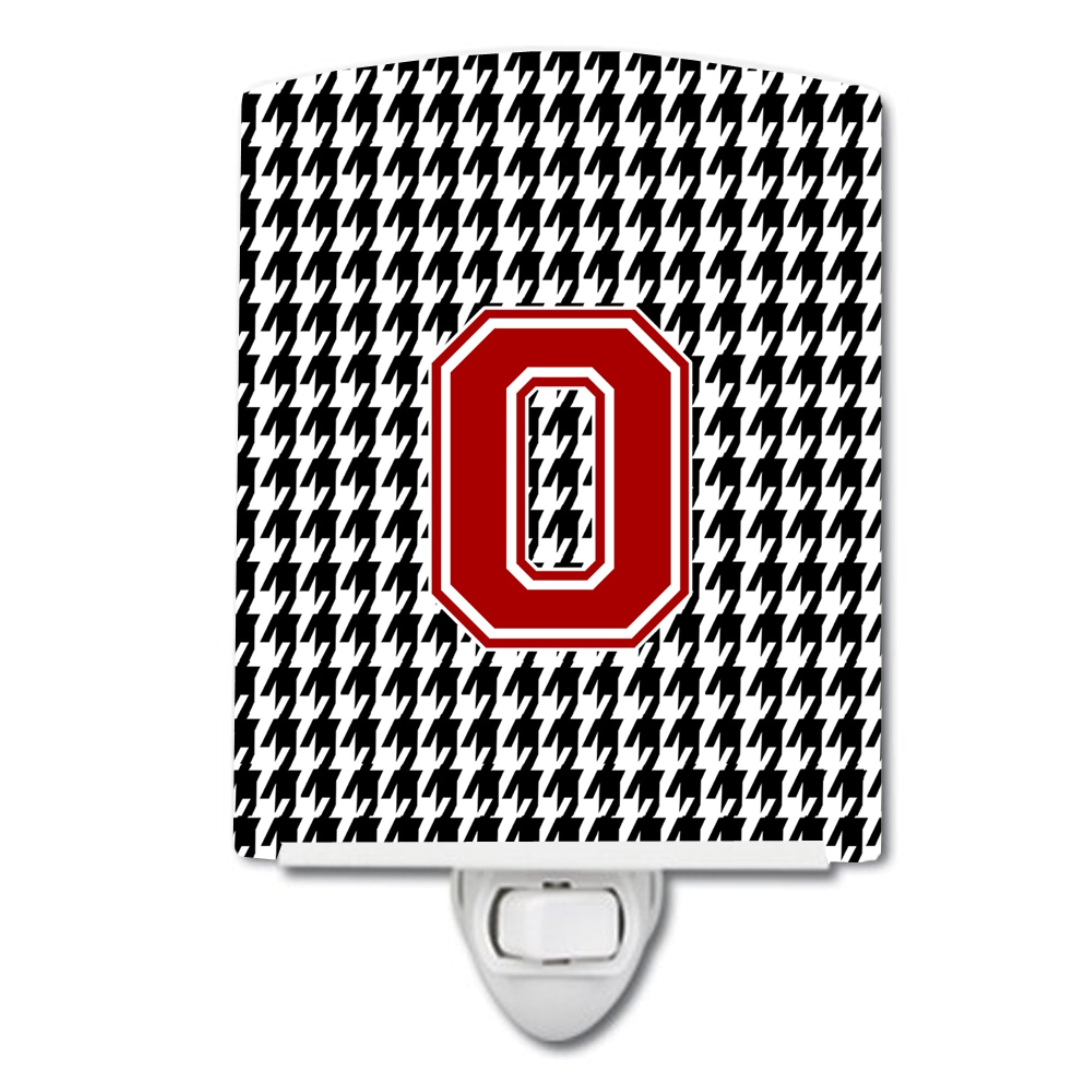  inchCarolines Treasures Letter O MonogramHoundstooth Black Ceramic Night Light, 6x4, Multicolor inch