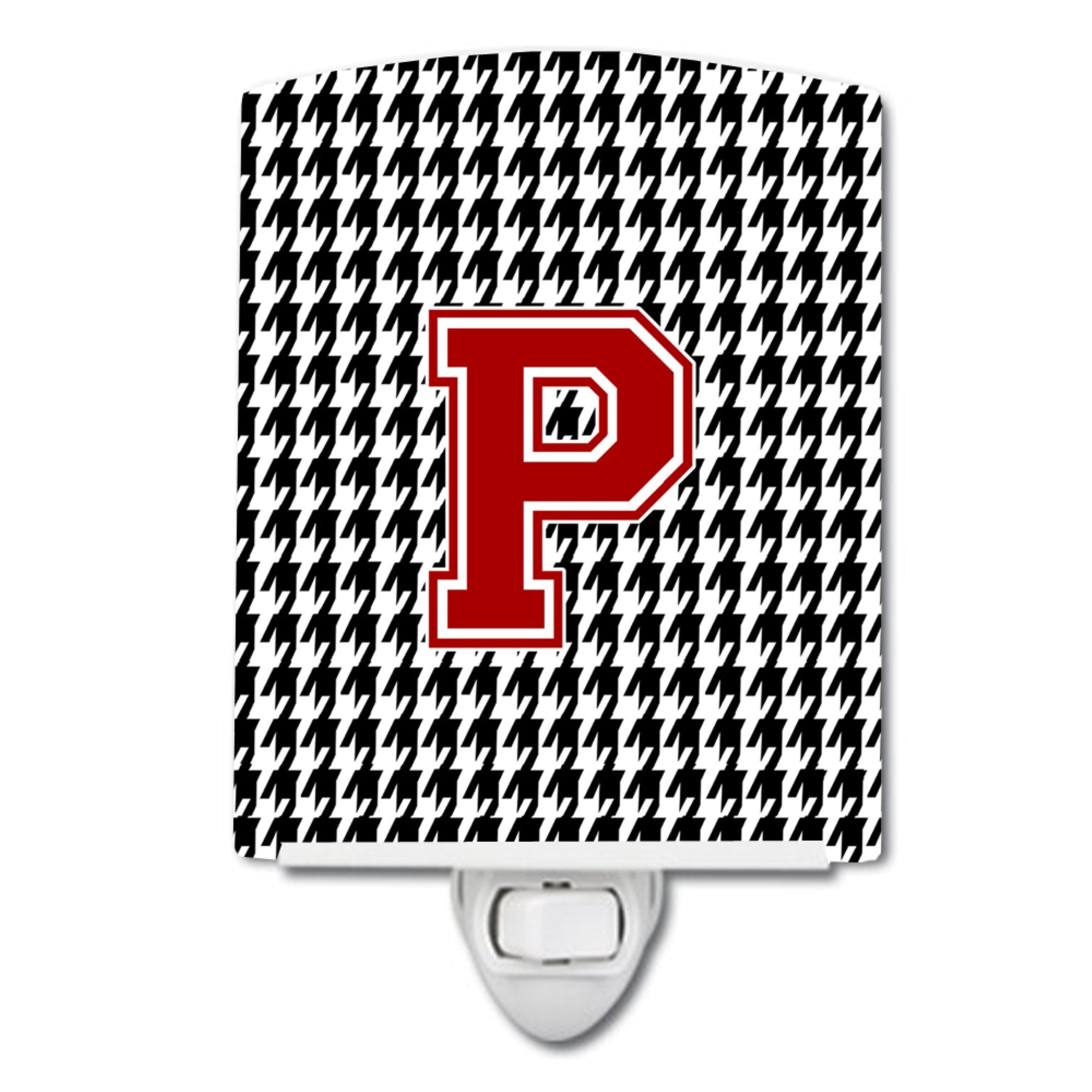  inchCarolines Treasures Letter P MonogramHoundstooth Black Ceramic Night Light, 6x4, Multicolor inch