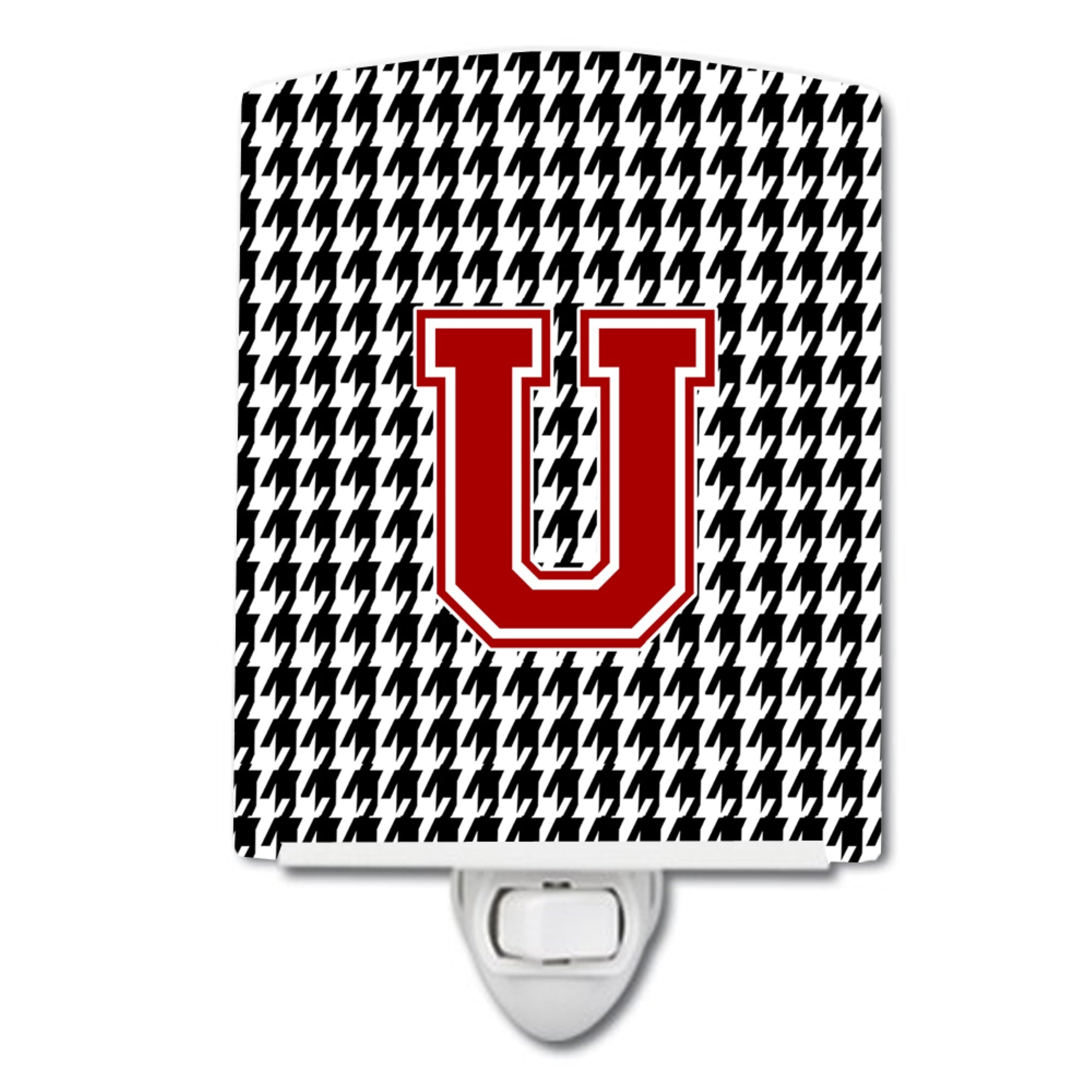  inchCarolines Treasures Letter U MonogramHoundstooth Black Ceramic Night Light, 6x4, Multicolor inch