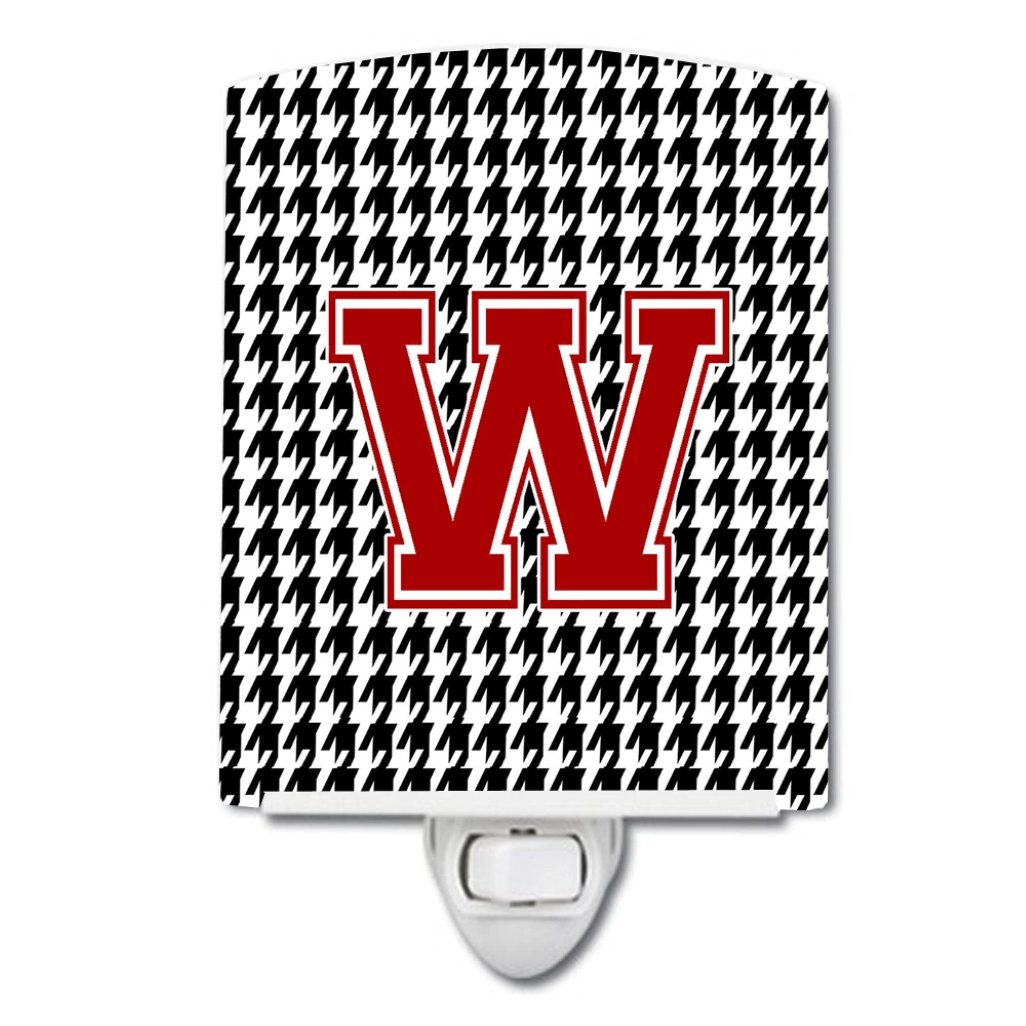  inchCarolines Treasures Letter W MonogramHoundstooth Black Ceramic Night Light, 6x4, Multicolor inch