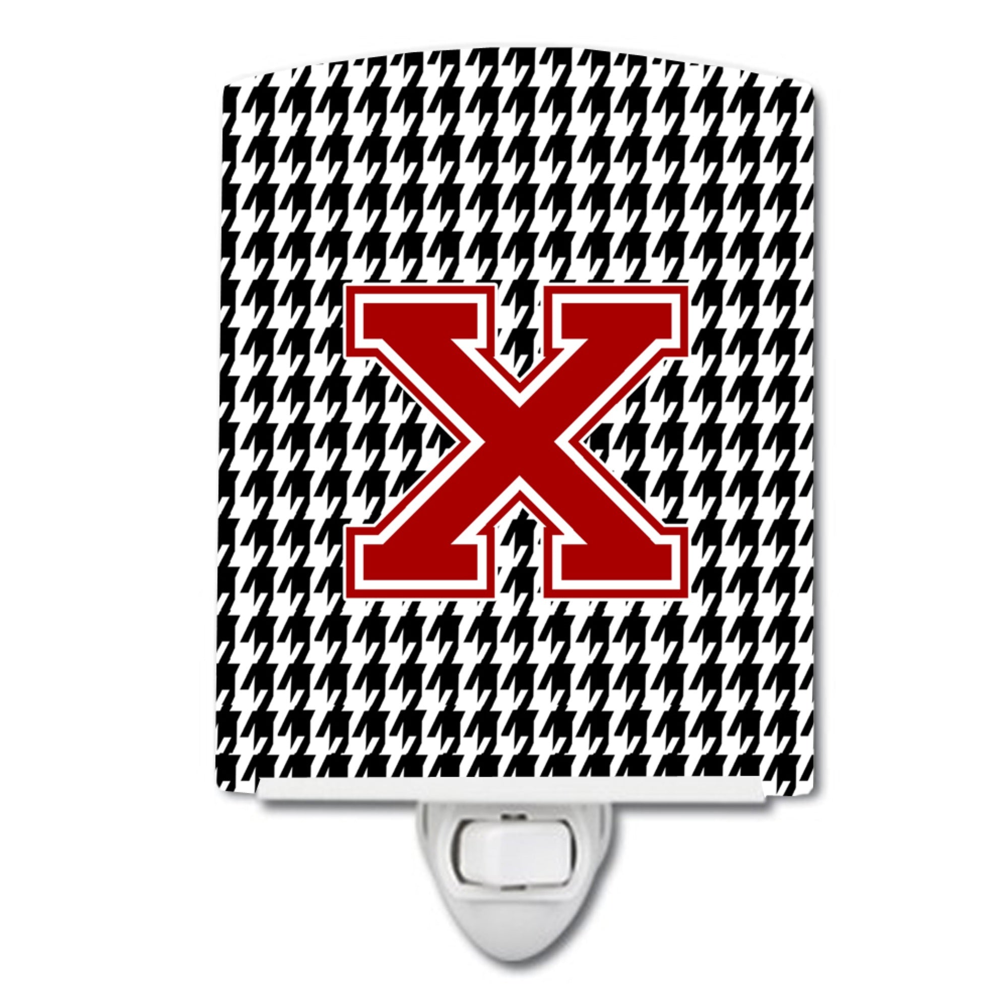  inchCarolines Treasures Letter X MonogramHoundstooth Black Ceramic Night Light, 6x4, Multicolor inch