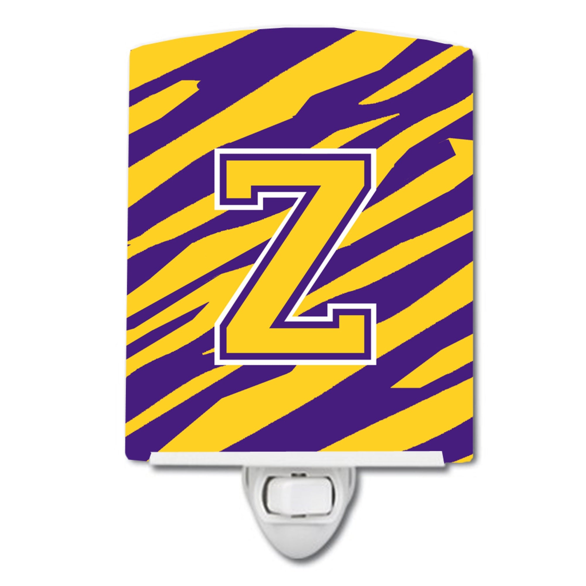  inchCarolines Treasures Letter Z MonogramTiger StripePurple Gold Ceramic Night Light, 6x4, Multicolor inch