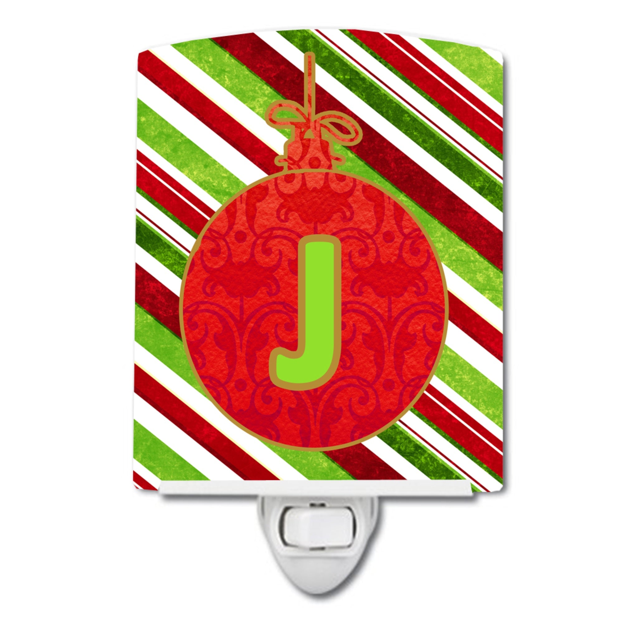  inchCarolines Treasures Christmas Oranment Holiday Initial Letter J Ceramic Night Light, 6x4, Multicolor inch