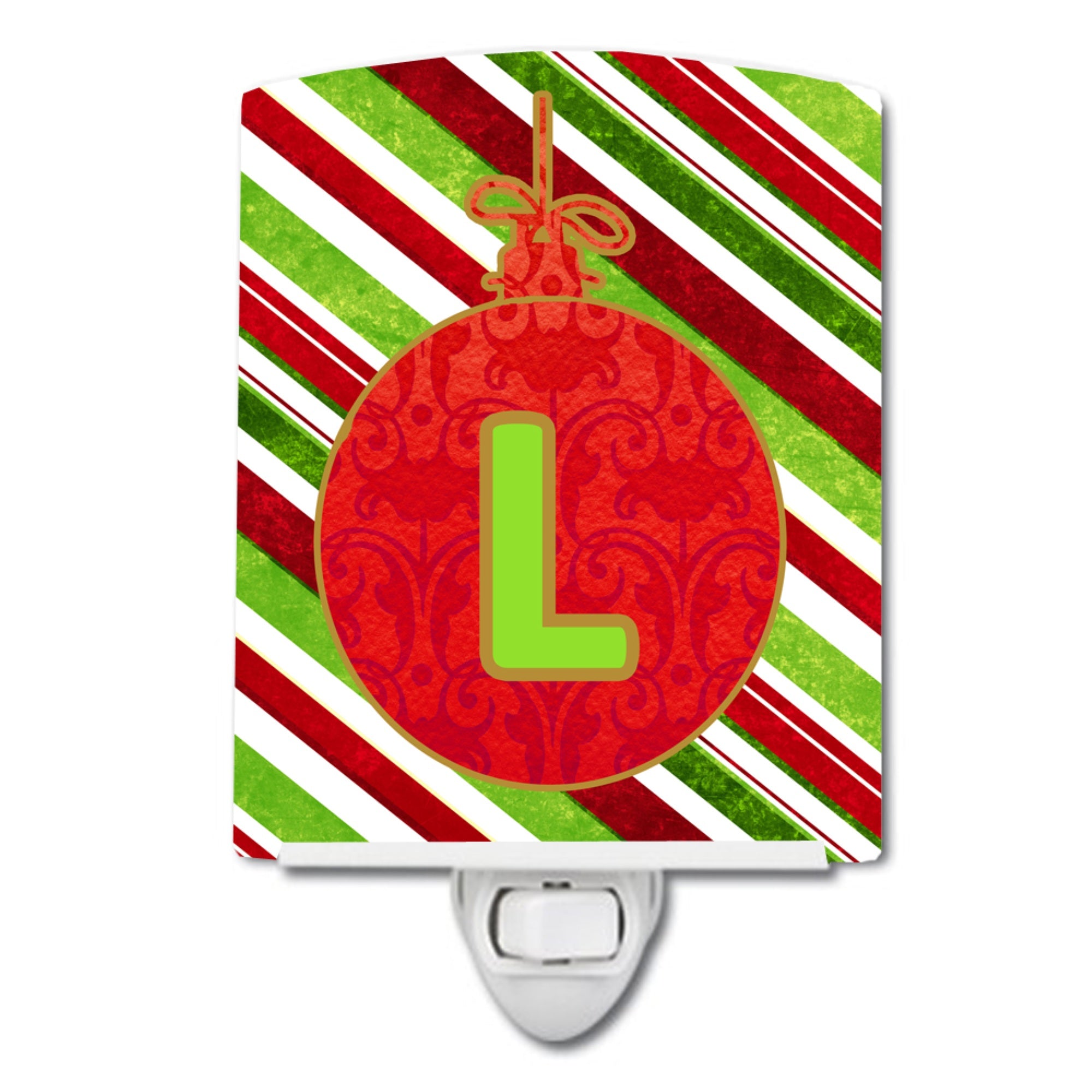  inchCarolines Treasures Christmas Oranment Holiday Initial Letter L Ceramic Night Light, 6x4, Multicolor inch