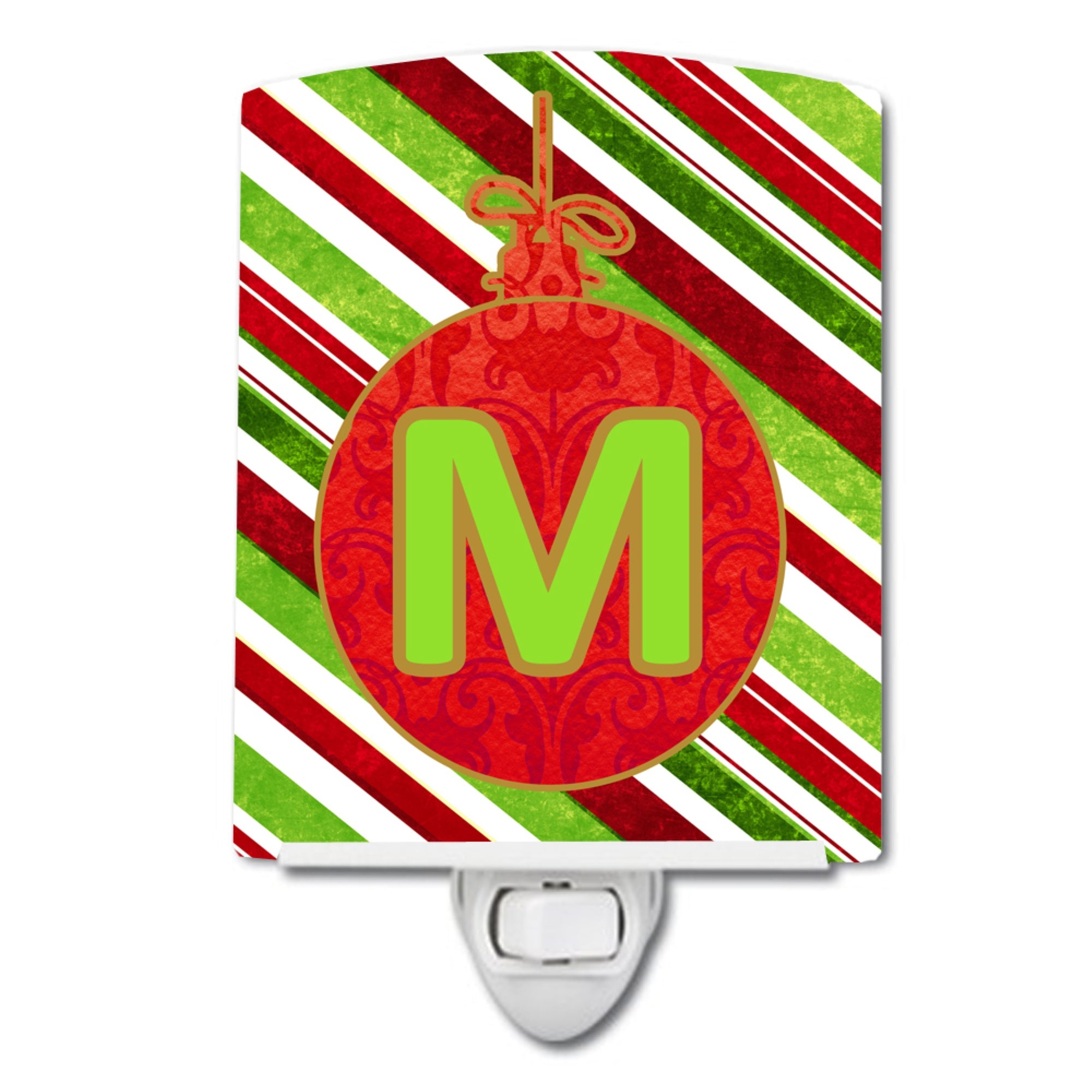  inchCarolines Treasures Christmas Oranment Holiday Initial Letter M Ceramic Night Light, 6x4, Multicolor inch