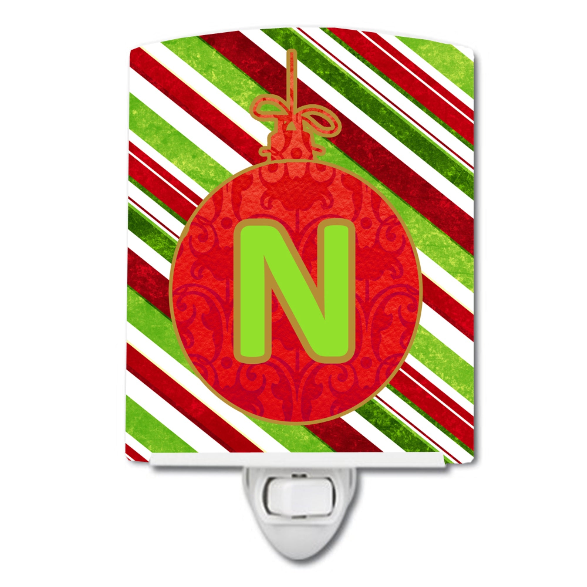 inchCarolines Treasures Christmas Oranment Holiday Initial Letter N Ceramic Night Light, 6x4, Multicolor inch