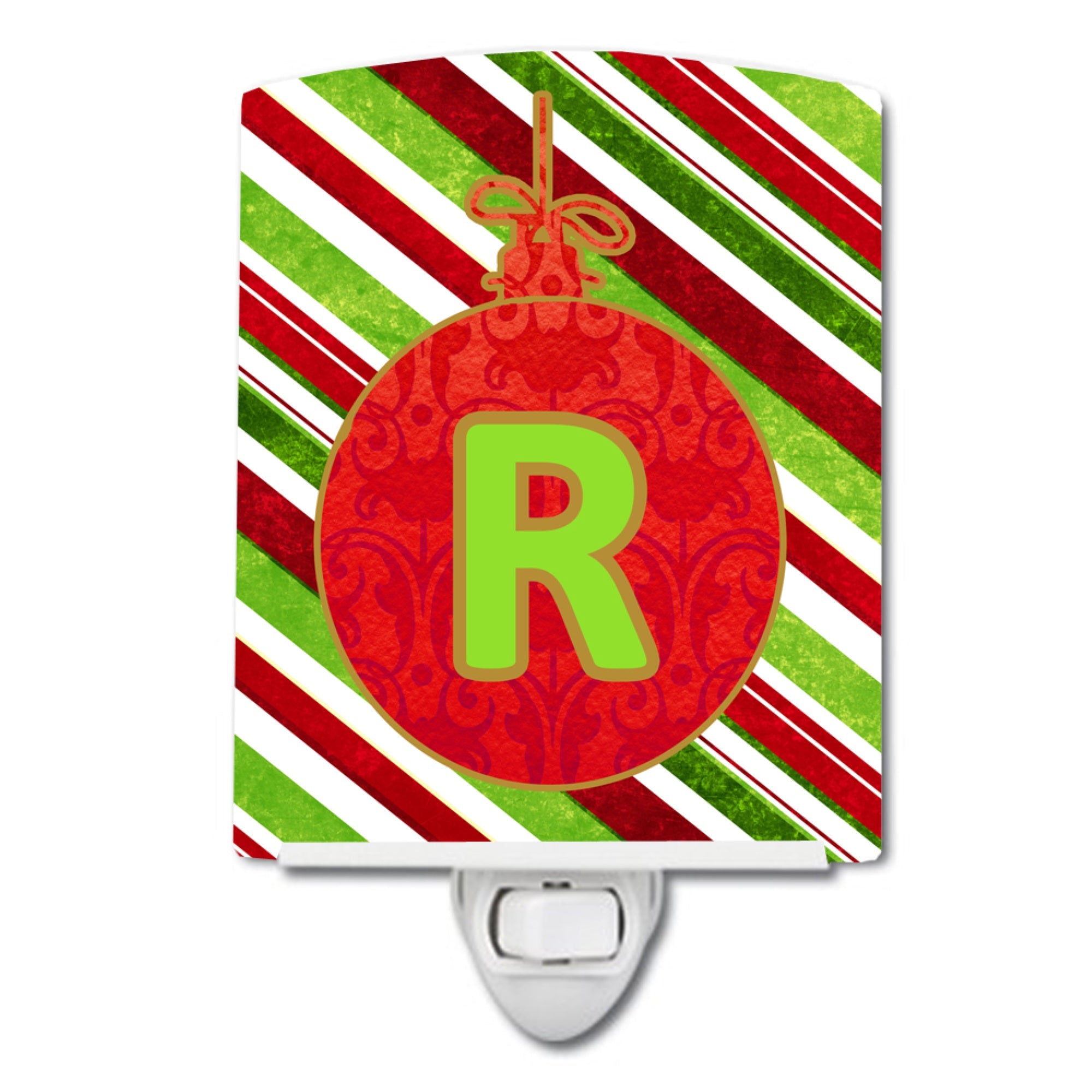  inchCarolines Treasures Christmas Oranment Holiday Initial Letter R Ceramic Night Light, 6x4, Multicolor inch