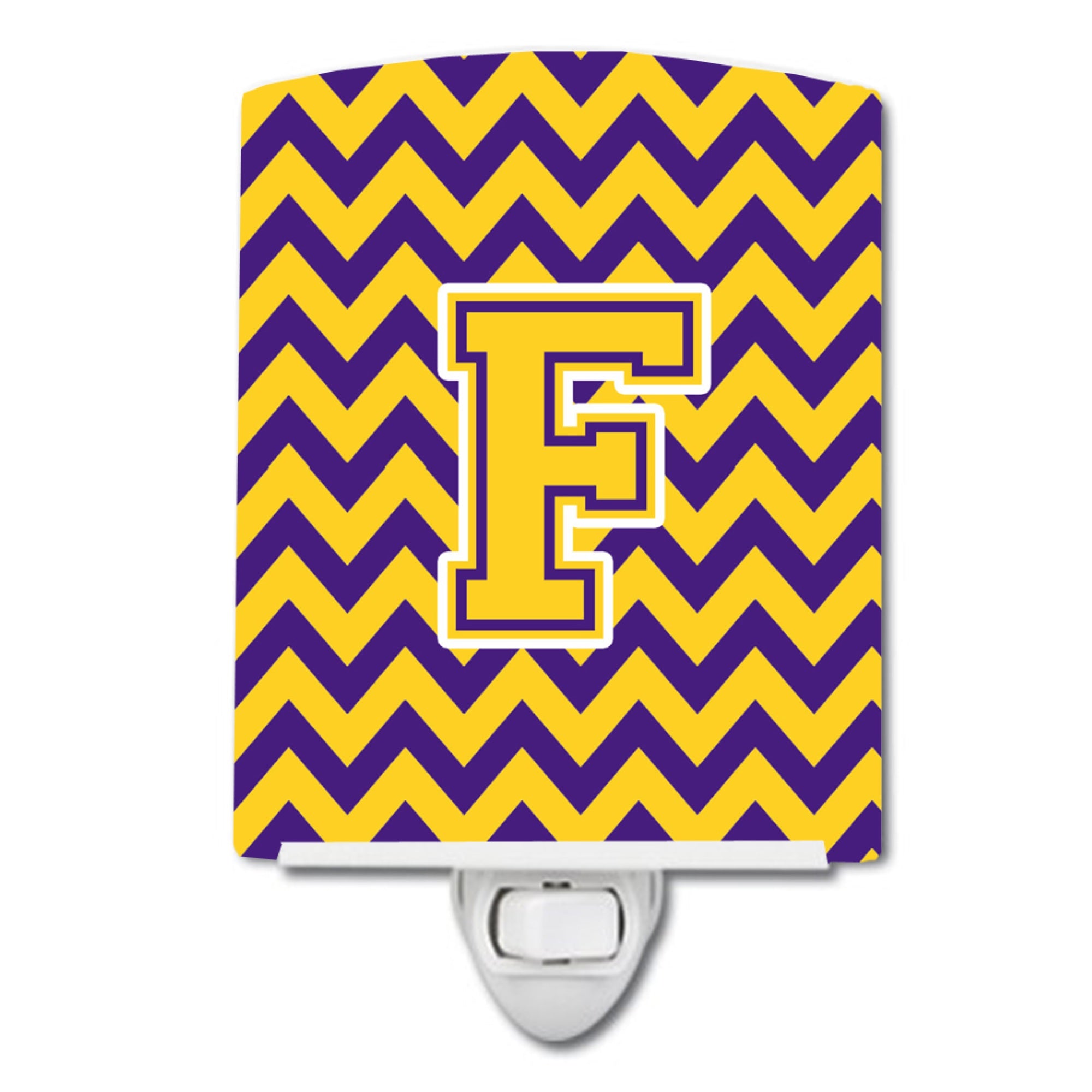  inchCarolines Treasures Letter F Chevron Purple and Gold Night Light, 6x4, Multicolor inch