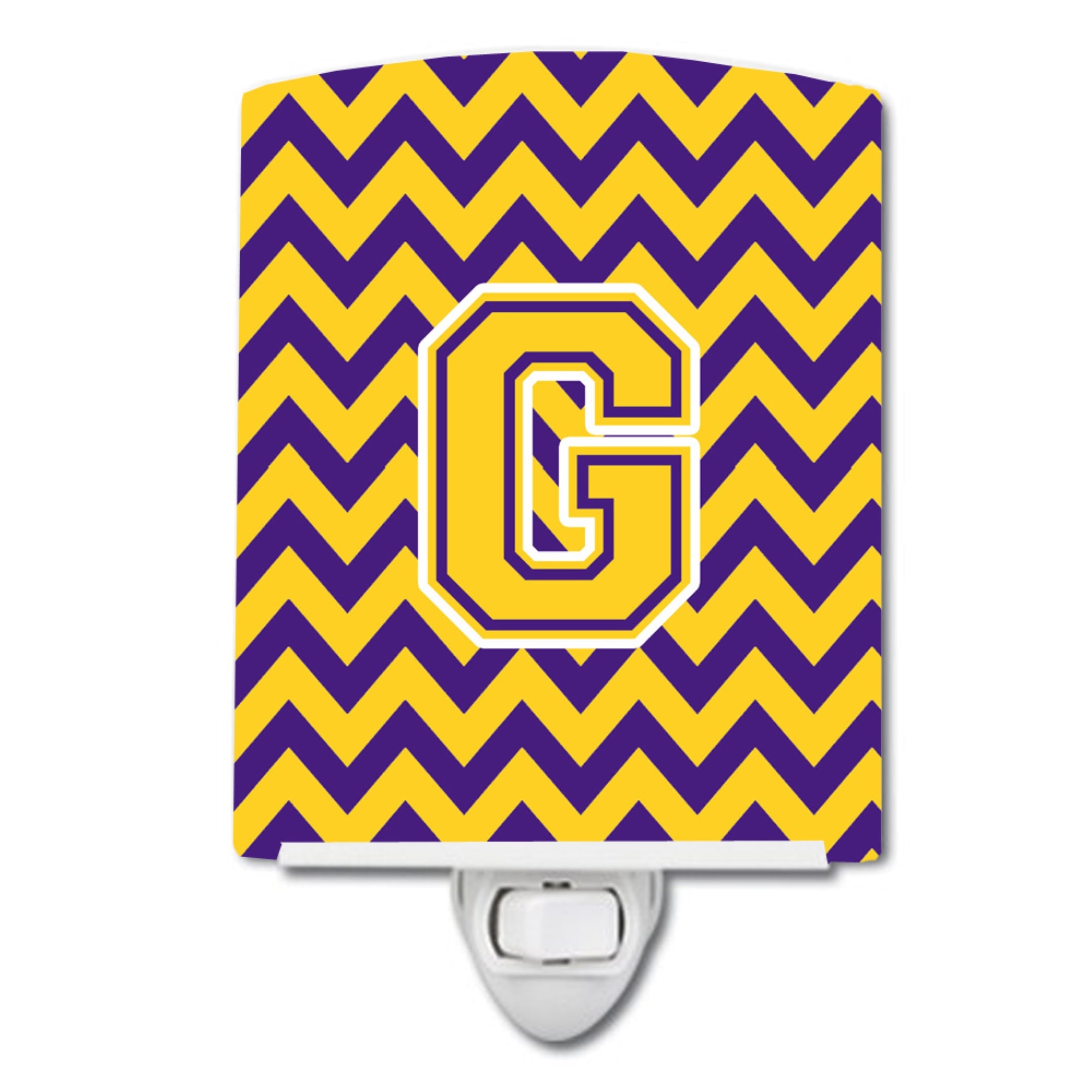  inchCarolines Treasures Letter G Chevron Purple and Gold Ceramic Night Light, 6x4, Multicolor inch
