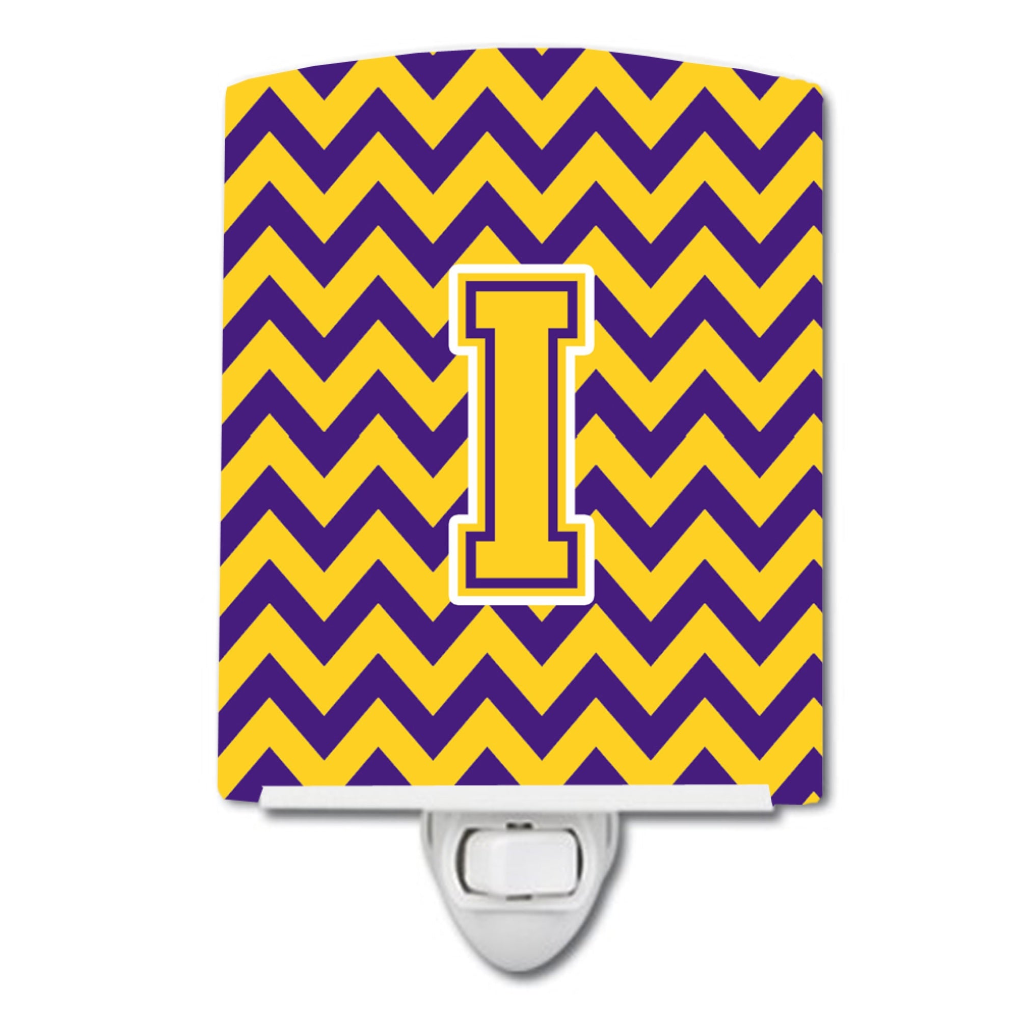  inchCarolines Treasures Letter I Chevron Purple and Gold Ceramic Night Light, 6x4, Multicolor inch