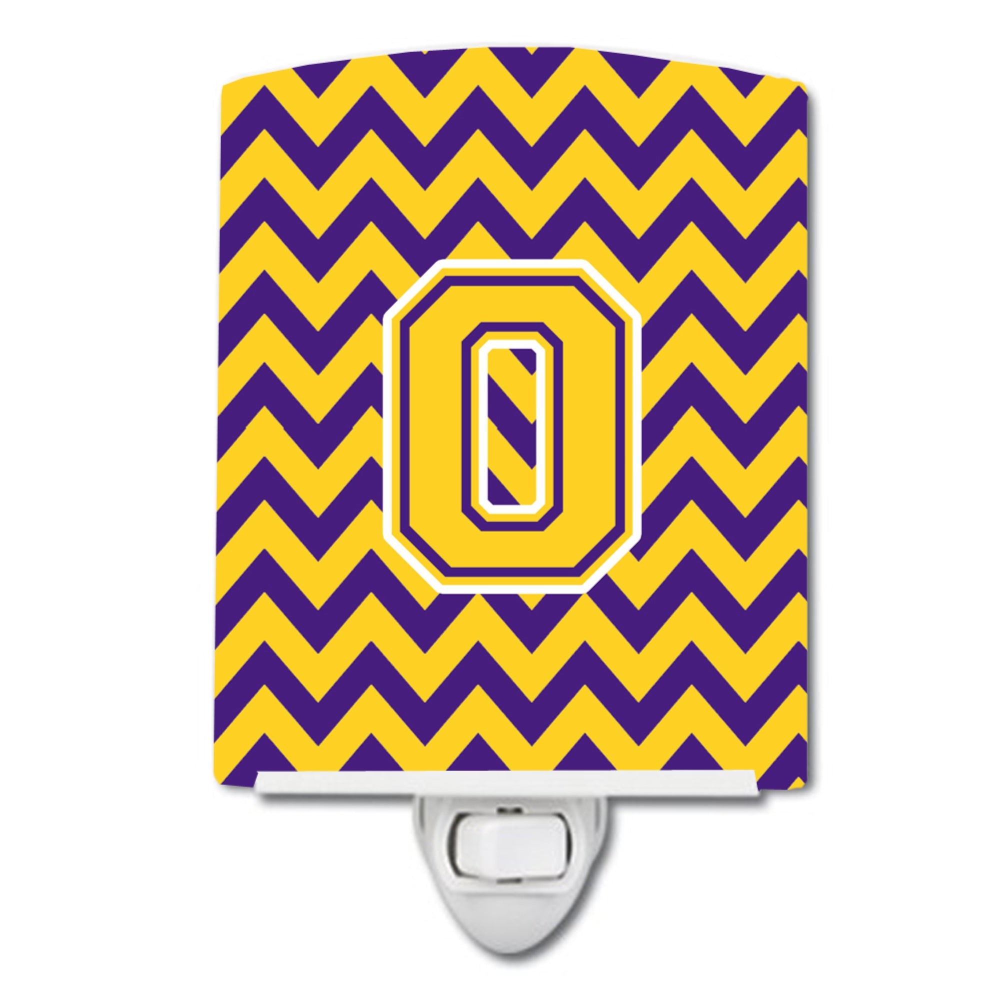  inchCarolines Treasures Letter O Chevron Purple and Gold Ceramic Night Light, 6x4, Multicolor inch