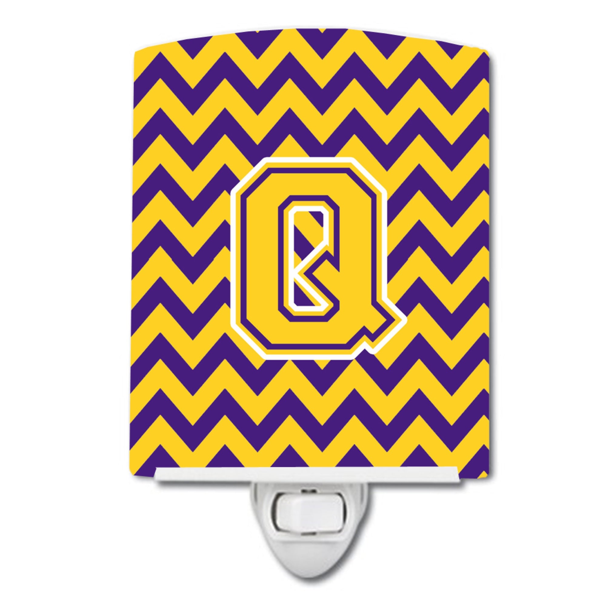  inchCarolines Treasures Letter Q Chevron Purple and Gold Ceramic Night Light, 6x4, Multicolor inch