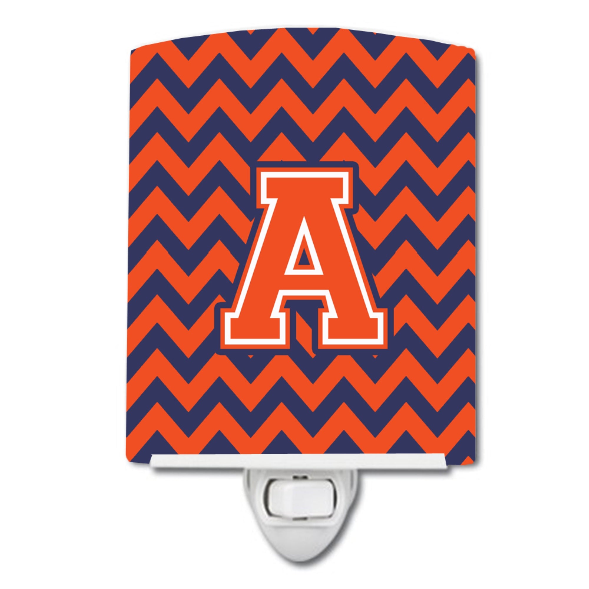  inchCarolines Treasures Letter A Chevron Orange and Blue Ceramic Night Light, 6x4, Multicolor inch