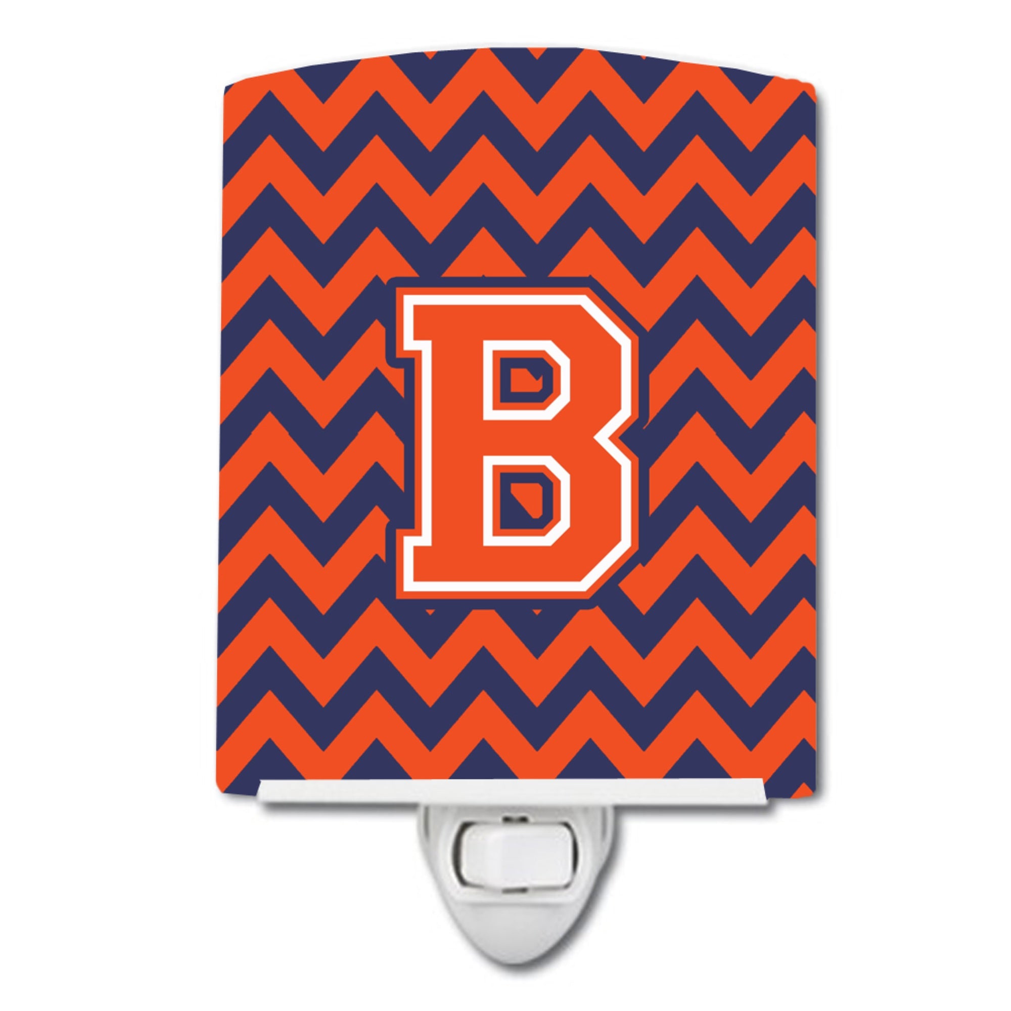  inchCarolines Treasures Letter B Chevron Orange and Blue Ceramic Night Light, 6x4, Multicolor inch