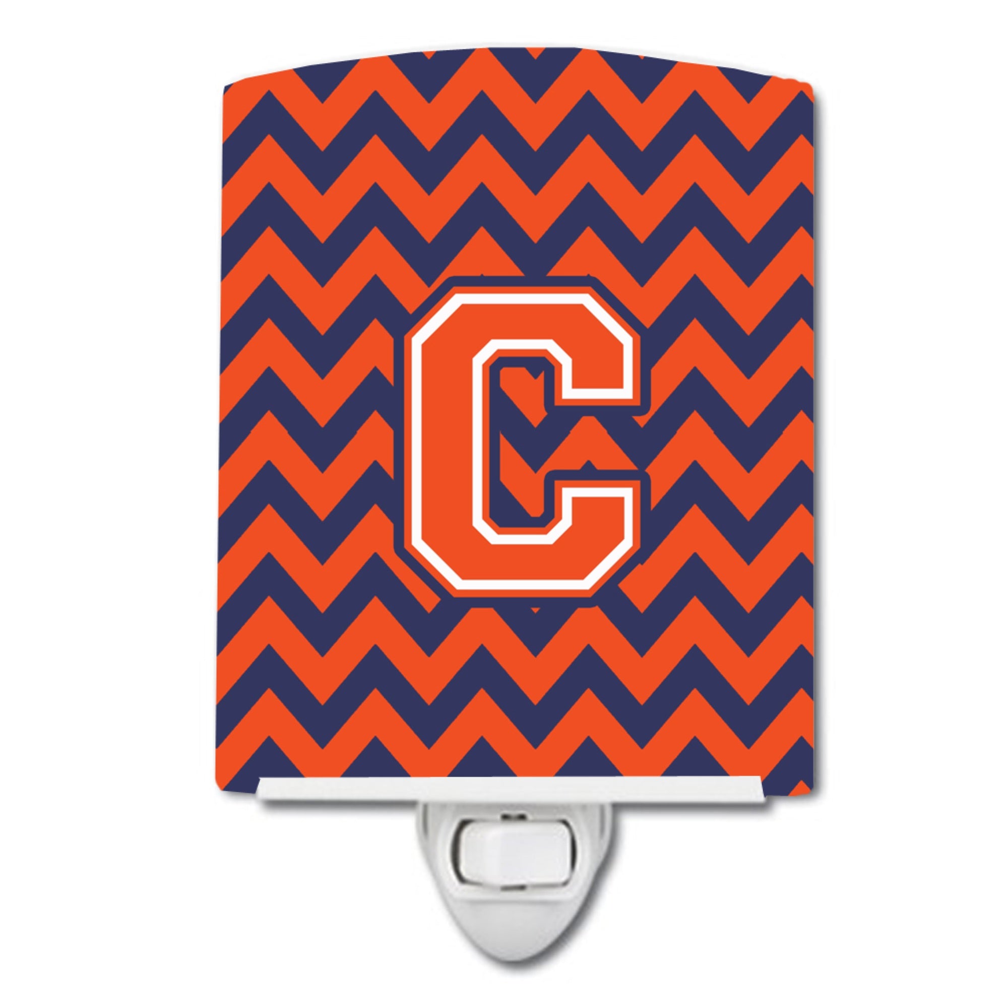  inchCarolines Treasures Letter C Chevron Orange and Blue Ceramic Night Light, 6x4, Multicolor inch