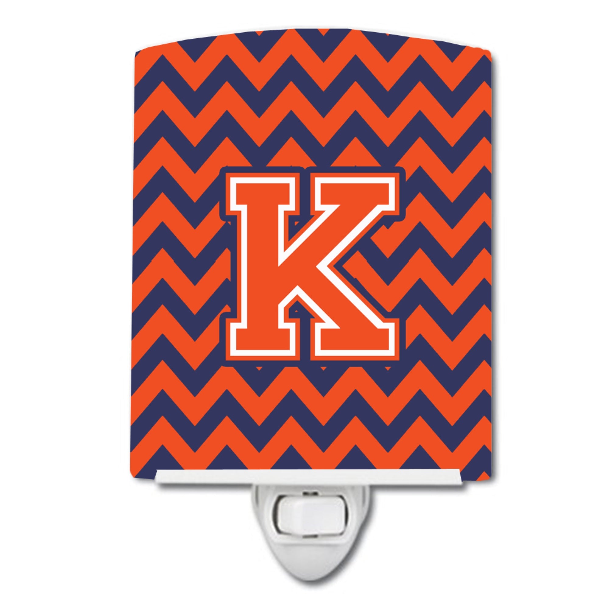  inchCarolines Treasures Letter K Chevron Orange and Blue Ceramic Night Light, 6x4, Multicolor inch