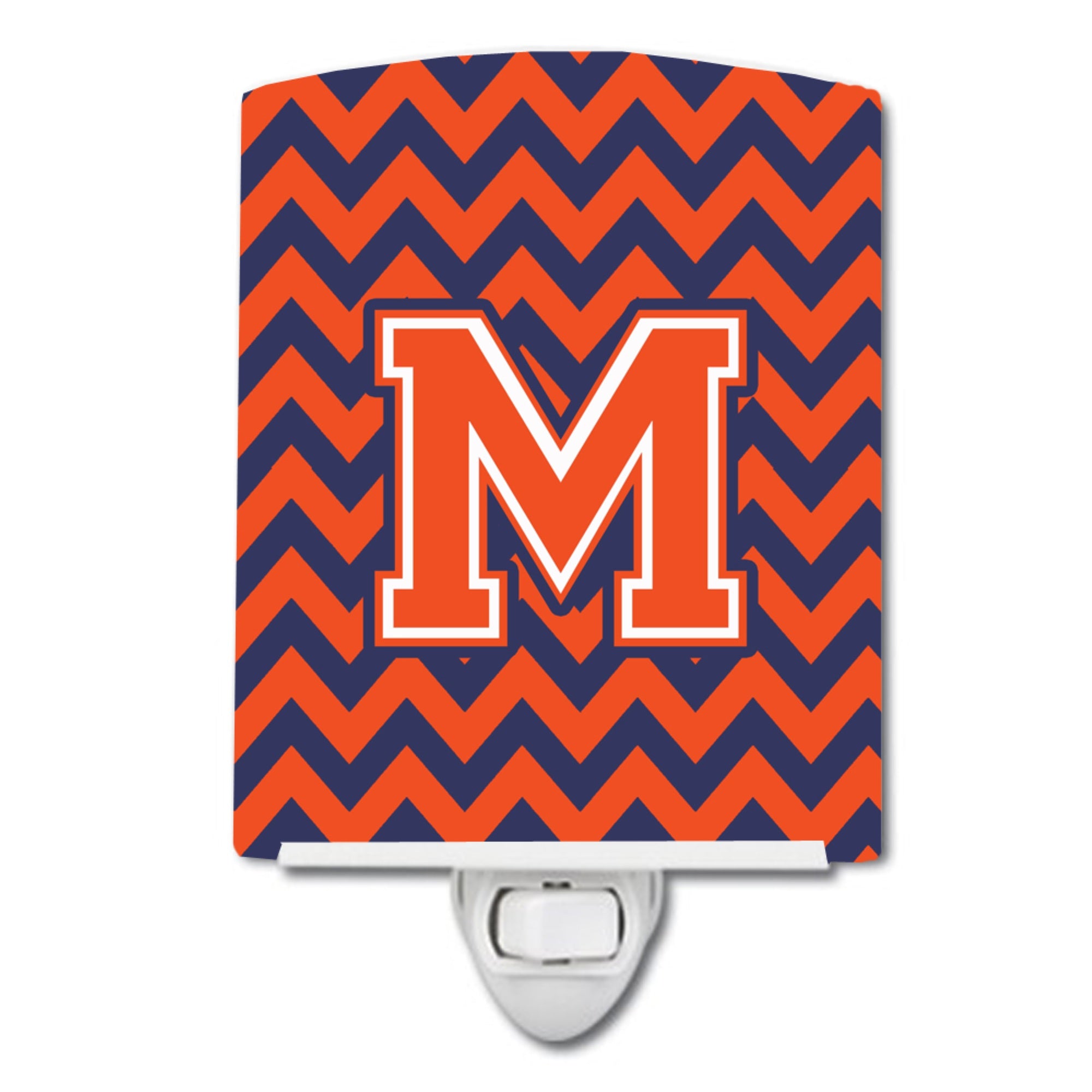  inchCarolines Treasures Letter M Chevron Orange and Blue Ceramic Night Light, 6x4, Multicolor inch
