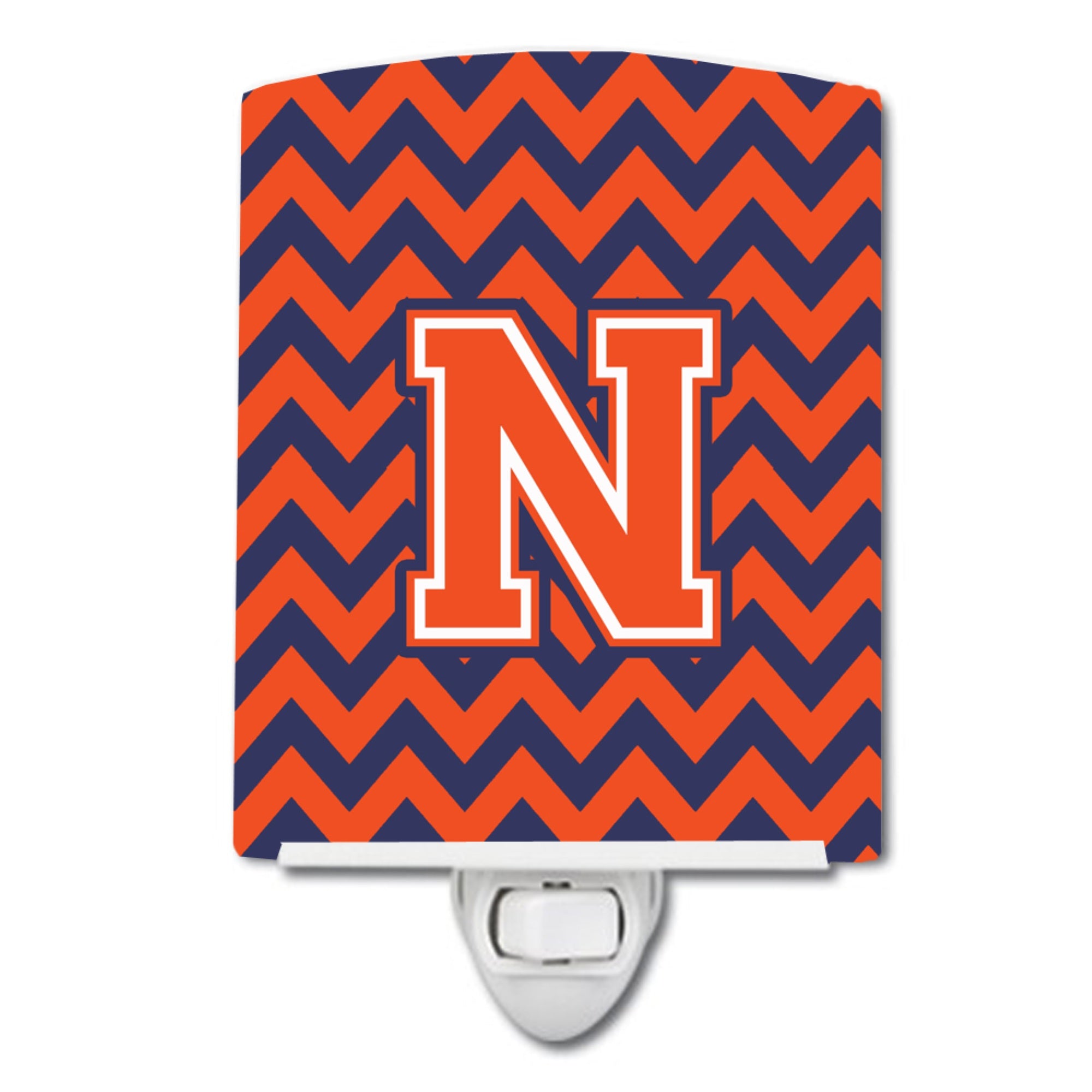  inchCarolines Treasures Letter N Chevron Orange and Blue Ceramic Night Light, 6x4, Multicolor inch